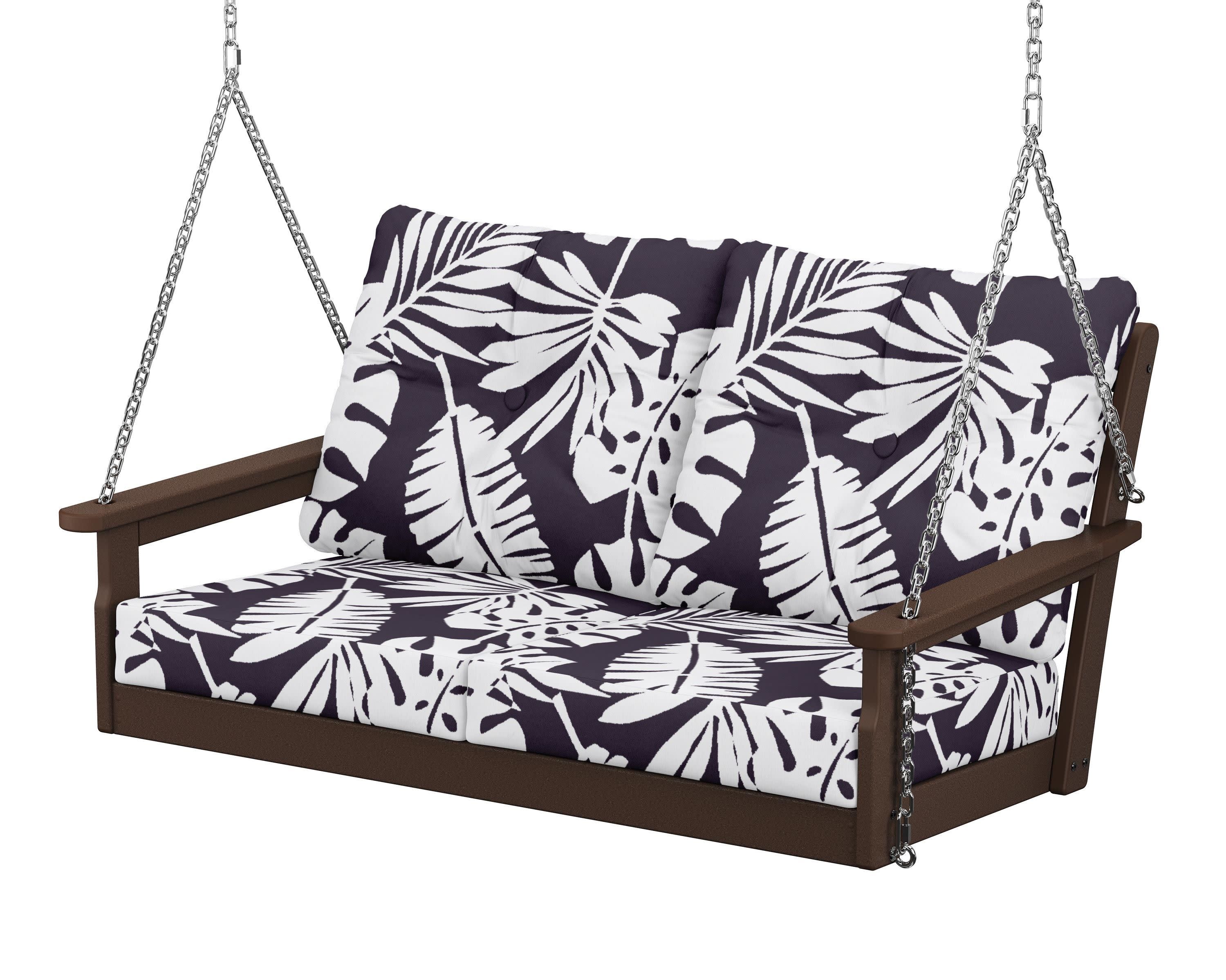 Vineyard Deep Seating Swing in Mahogany / Leaf Navy