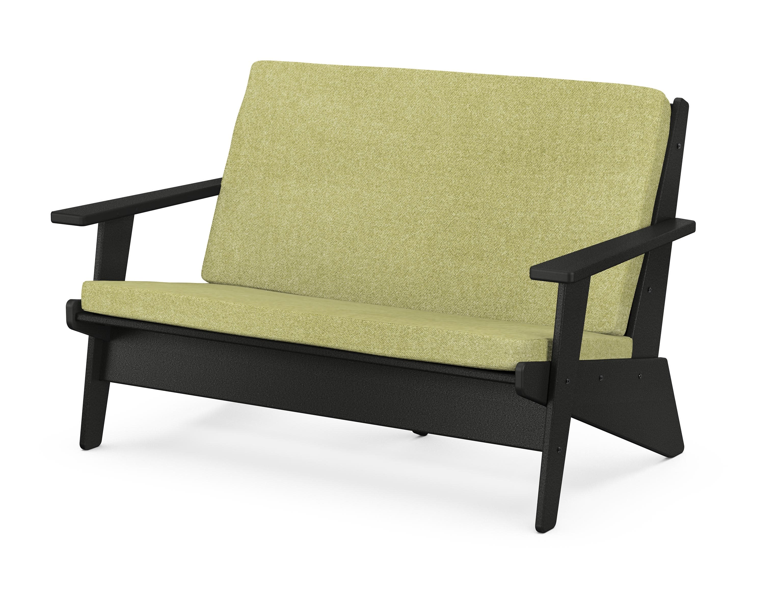 Riviera Modern Lounge Loveseat in Black / Chartreuse Boucle