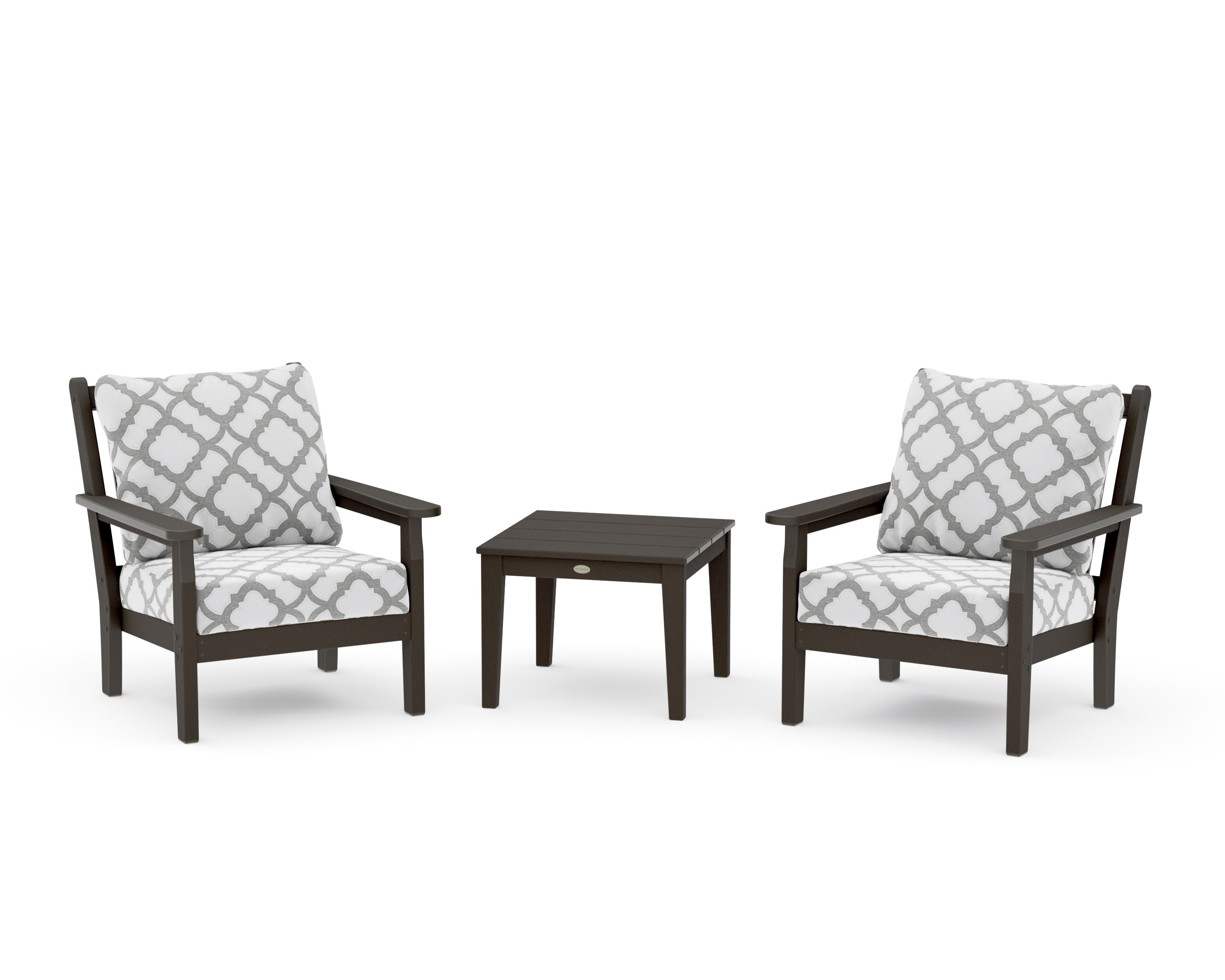 Chippendale 3-Piece Deep Seating Set in Vintage Coffee / Trellis Grey Mist