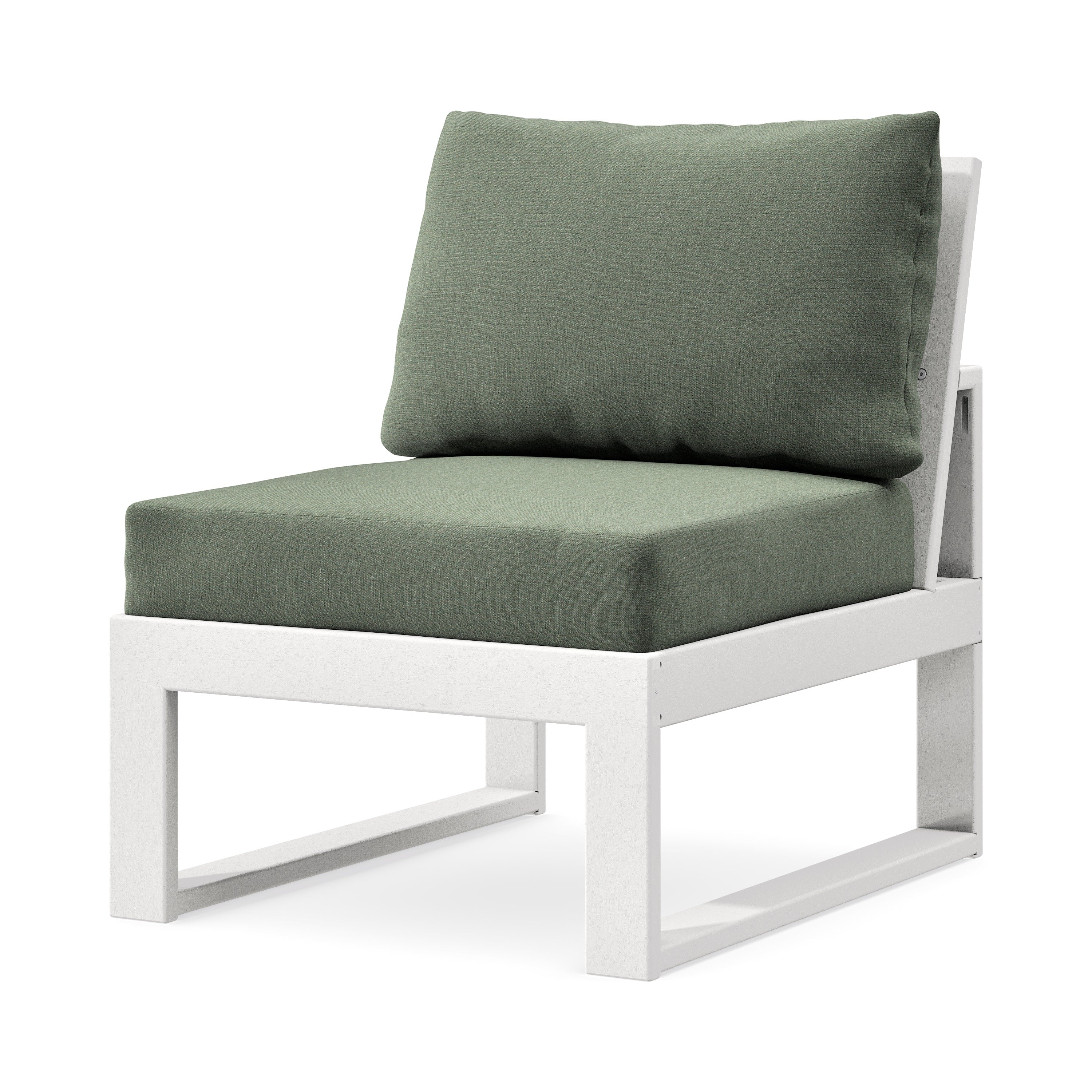 Modular Armless Chair in White / Cast Sage