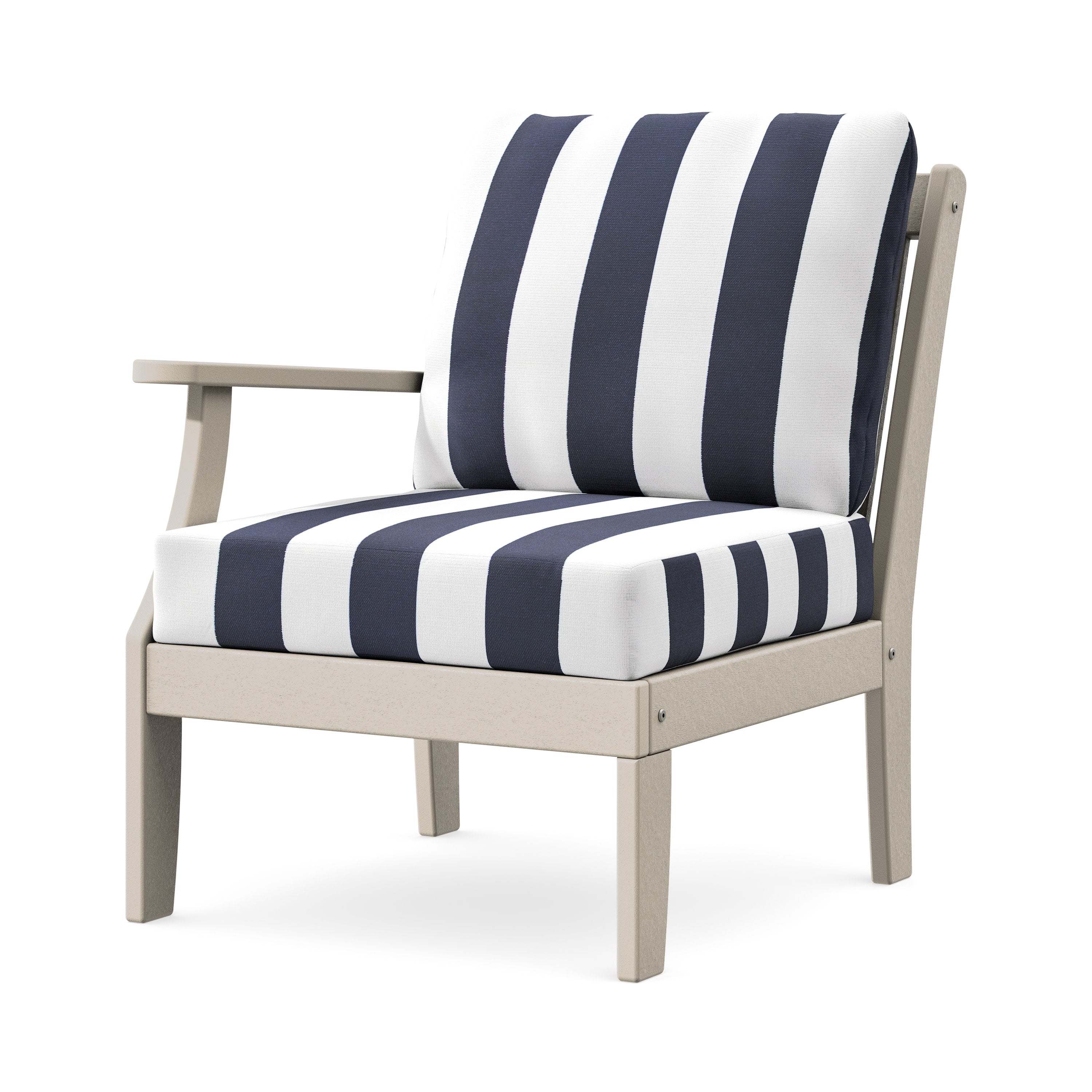 Braxton Modular Left Arm Chair in Sand / Cabana Stripe Navy