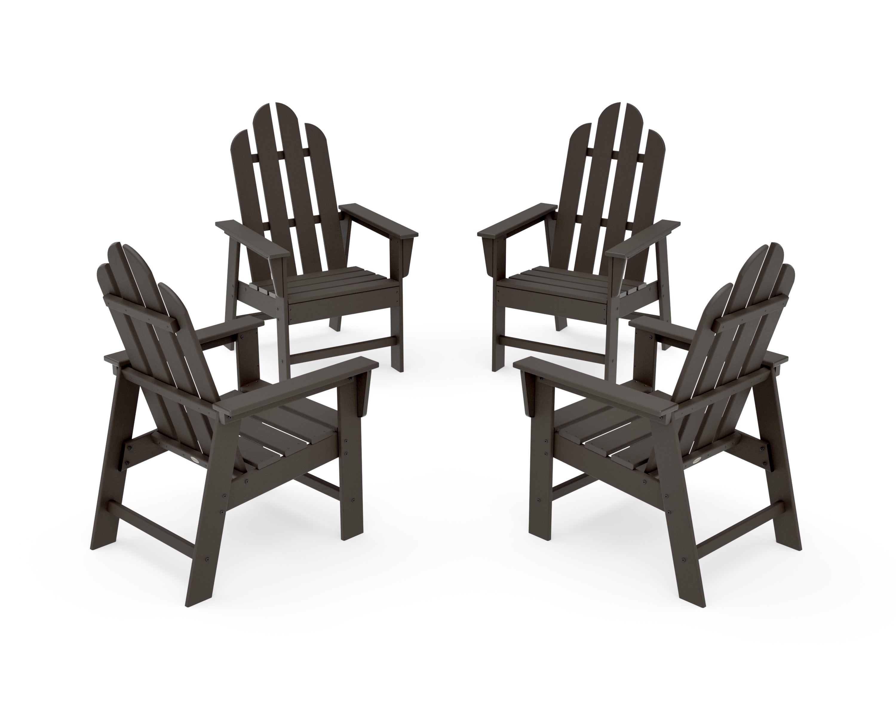 Long Island 4-Piece Upright Adirondack Conversation Set in Vintage Coffee