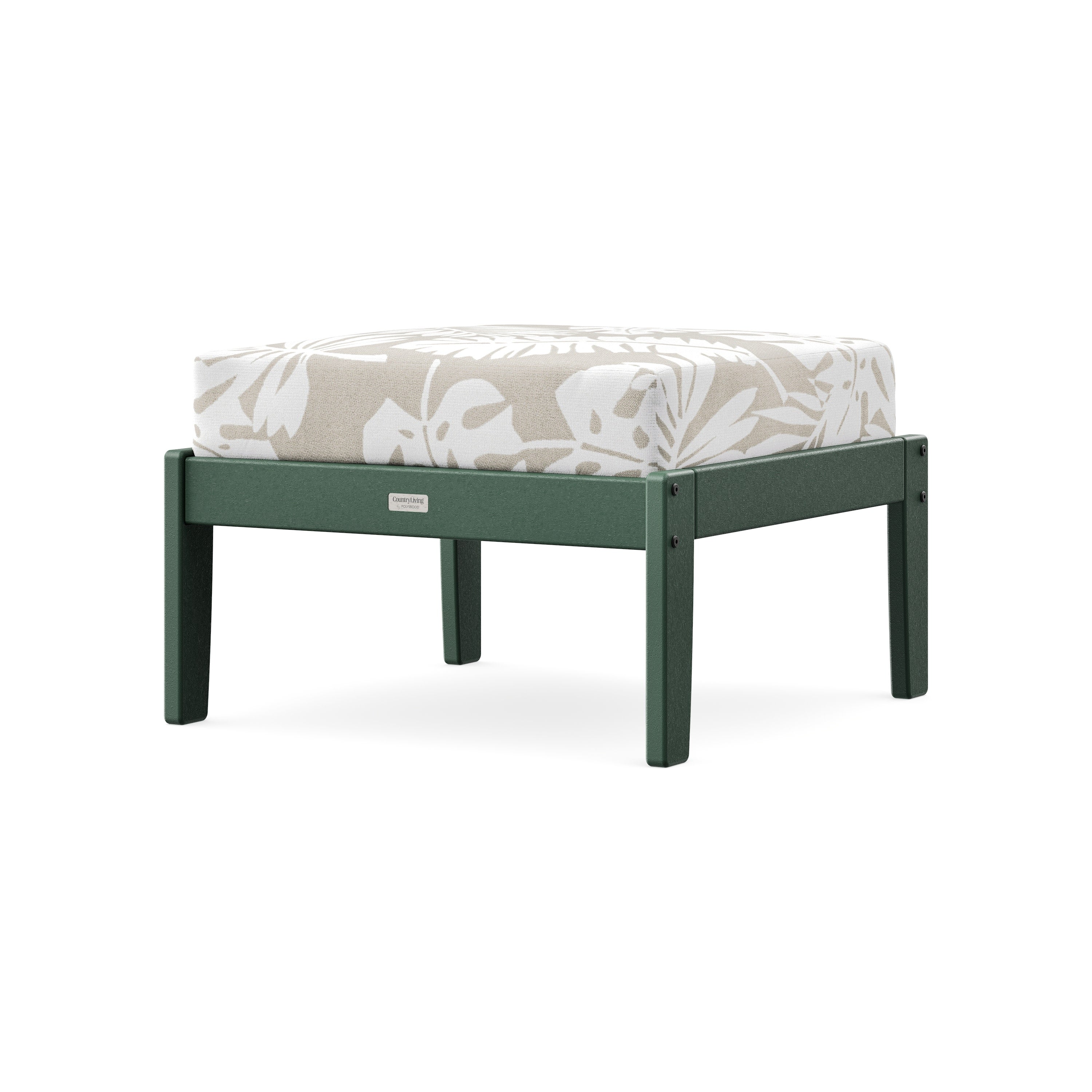 Cottage Deep Seating Ottoman in Green / Leaf Dune Burlap