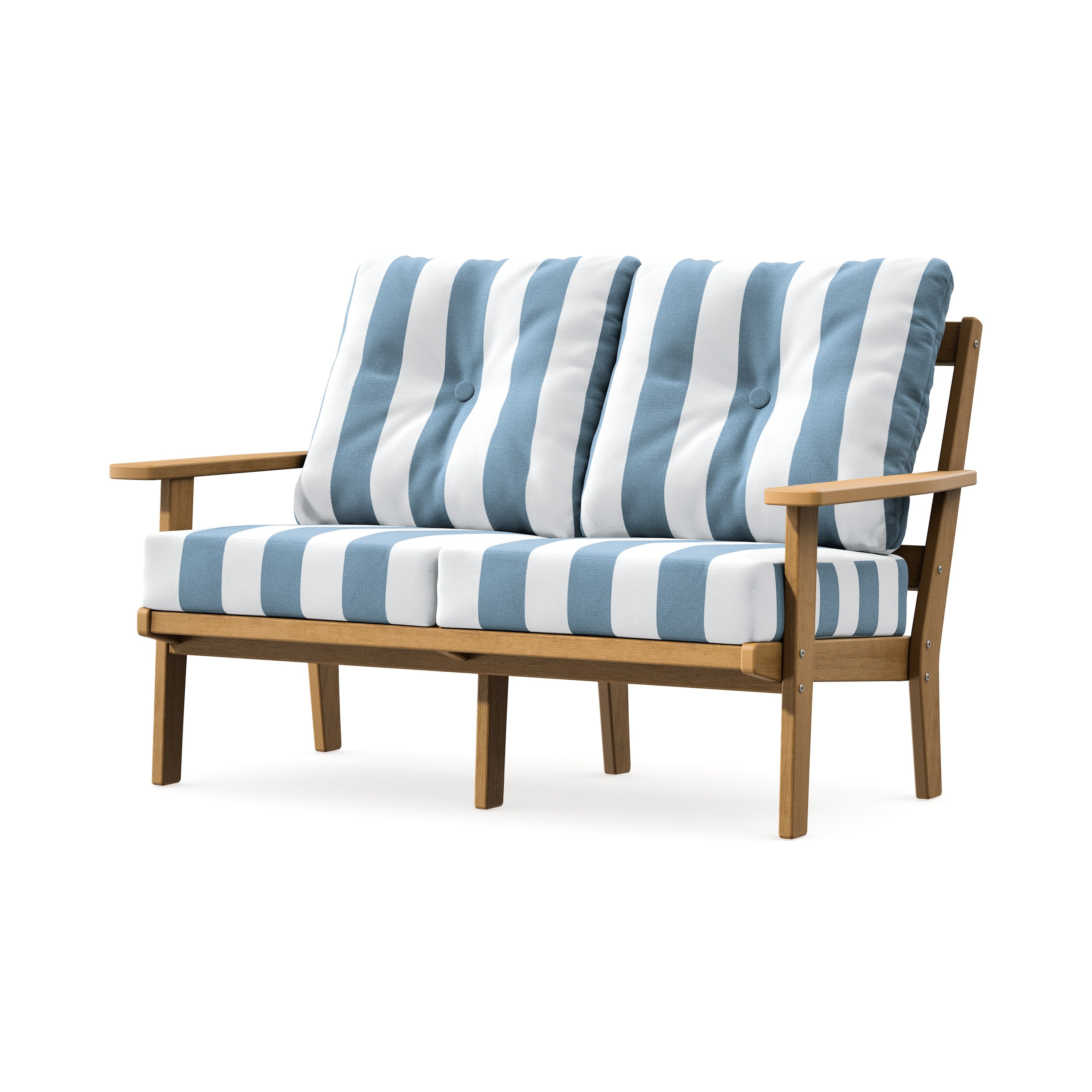 Oxford Deep SeatingLoveseat in Natural / Cabana Stripe Sky Blue