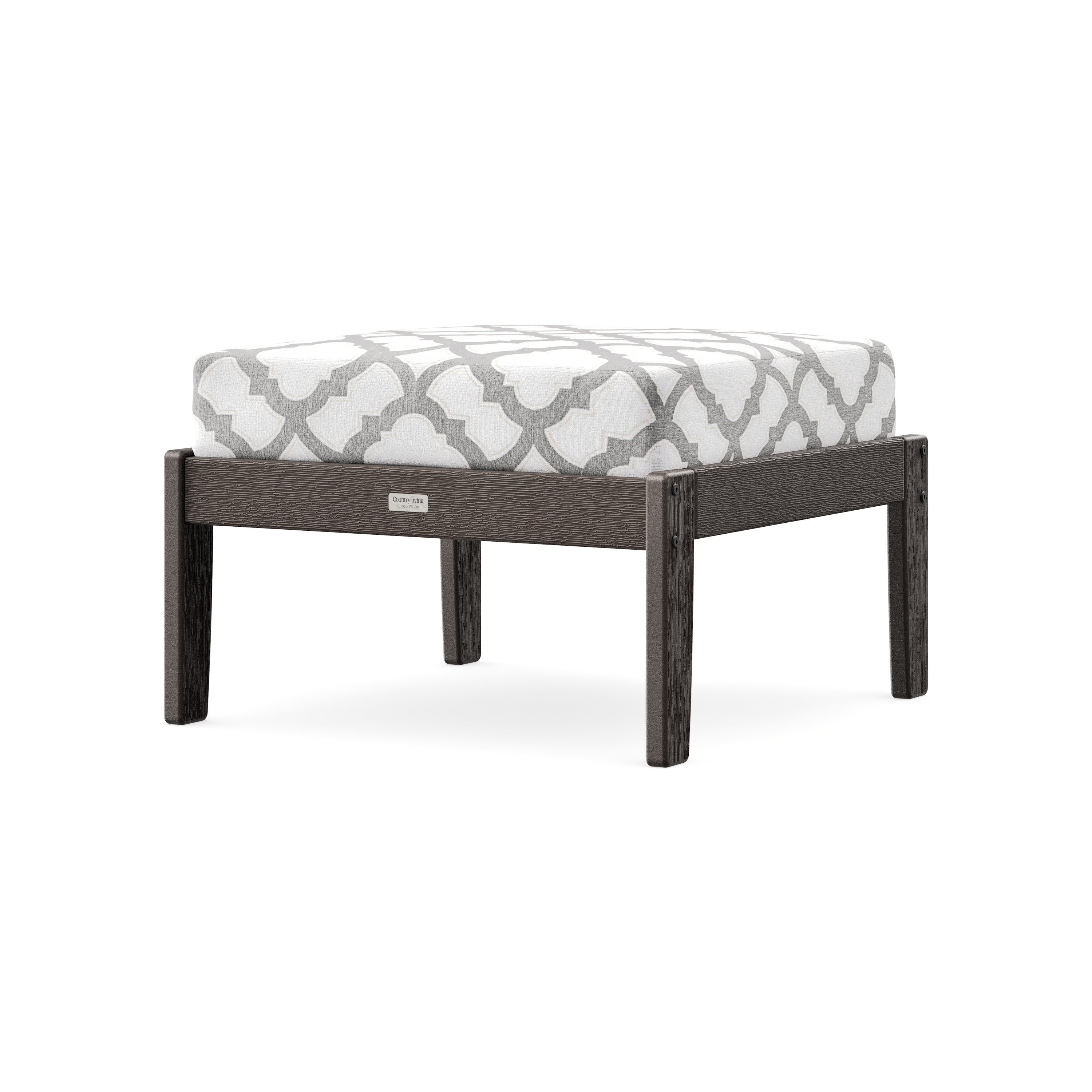 Cottage Deep Seating Ottoman in Vintage Coffee / Trellis Grey Mist