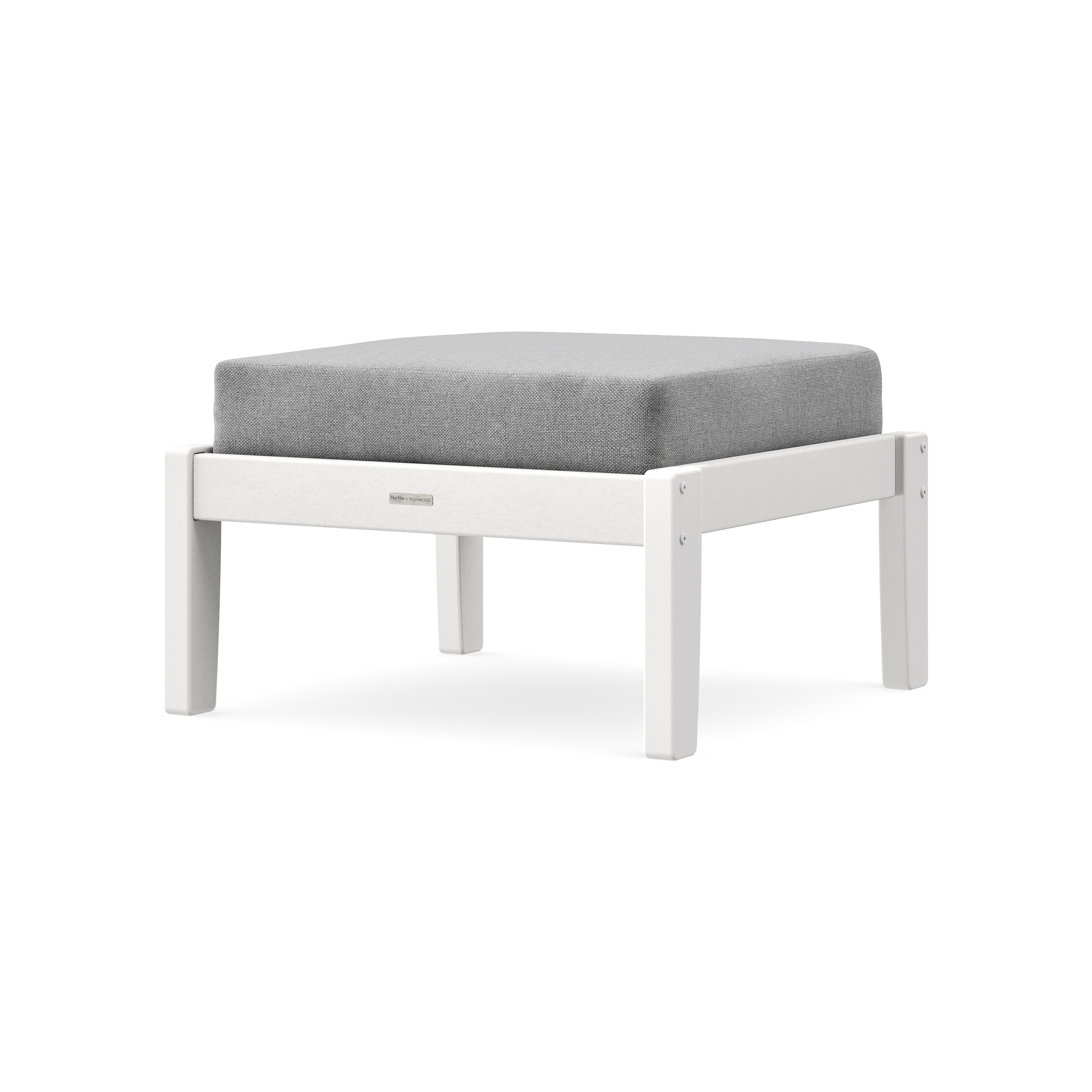 Chinoiserie Deep Seating Ottoman in White / Grey Mist
