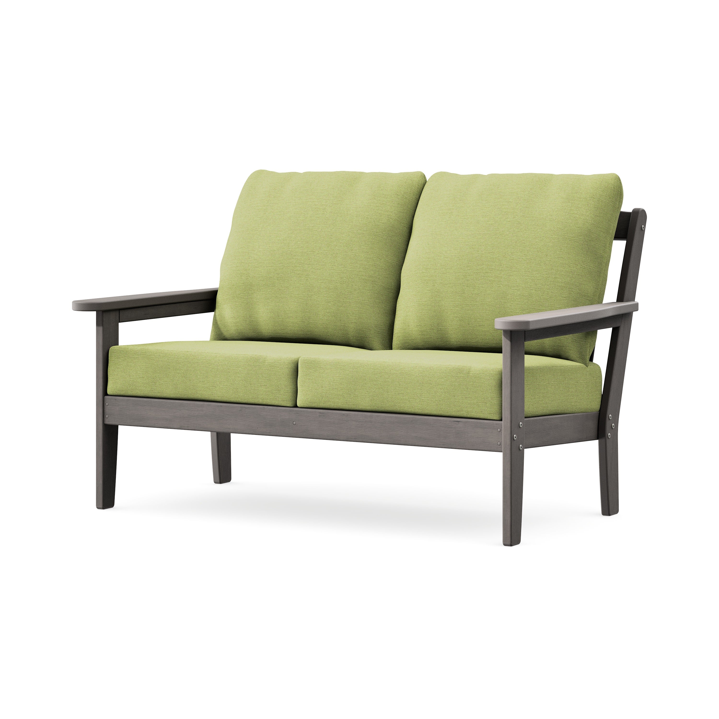 Cottage Deep Seating Loveseat in Driftwood / Chartreuse Boucle