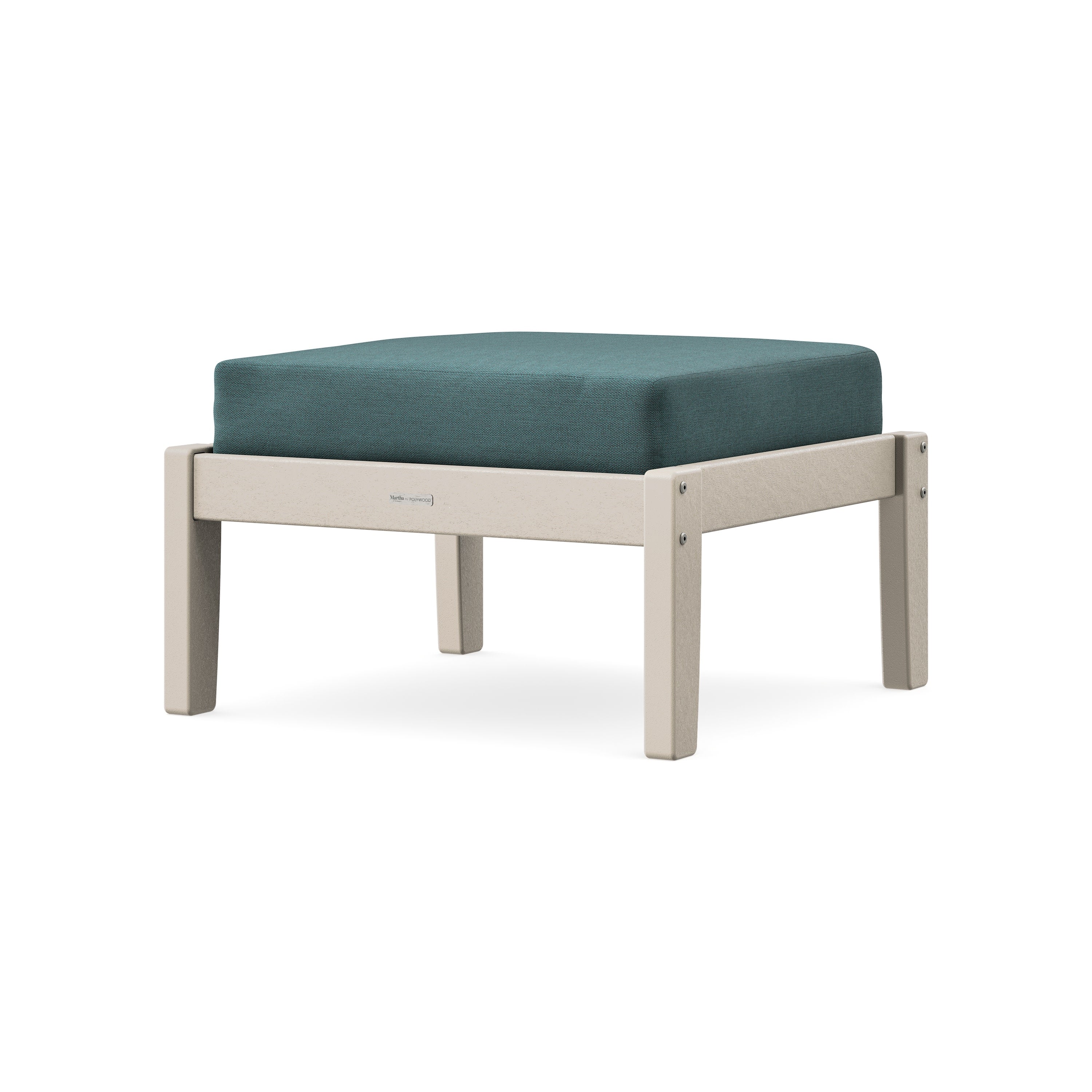Chinoiserie Deep Seating Ottoman in Sand / Ocean Teal