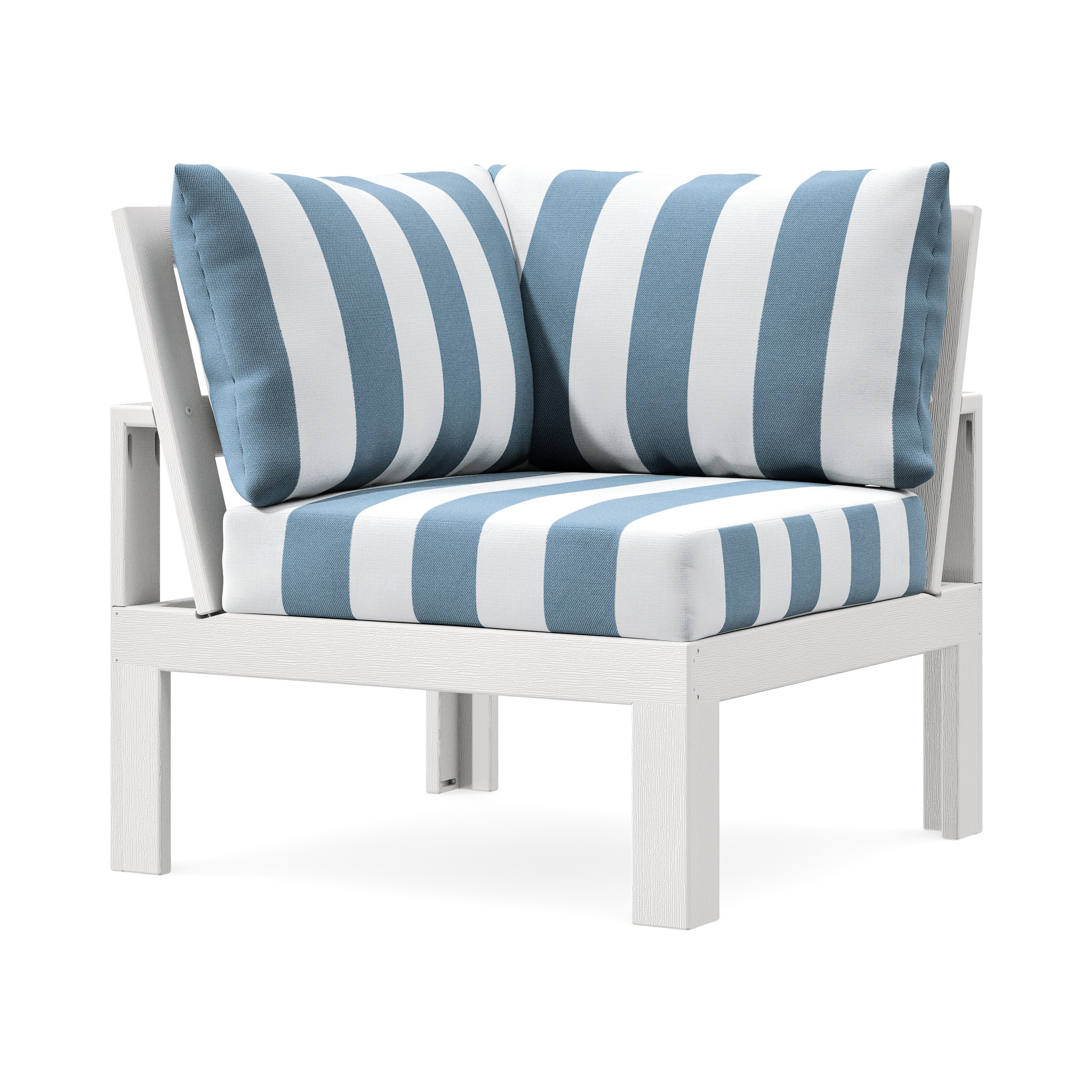 Modular Corner Chair in Vintage White / Cabana Stripe Sky Blue