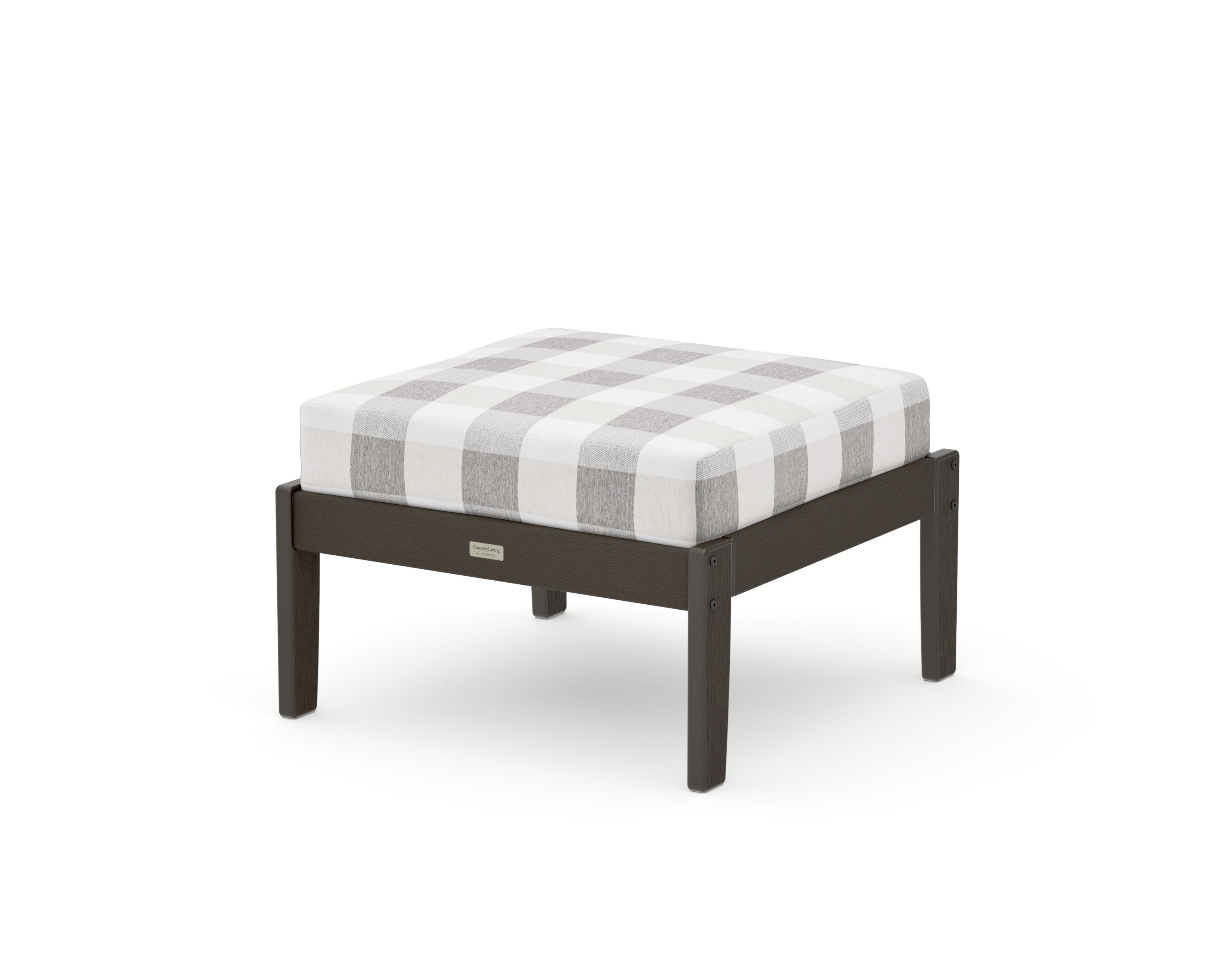 Cottage Deep Seating Ottoman in Vintage Coffee / Buffalo Plaid Grey Mist