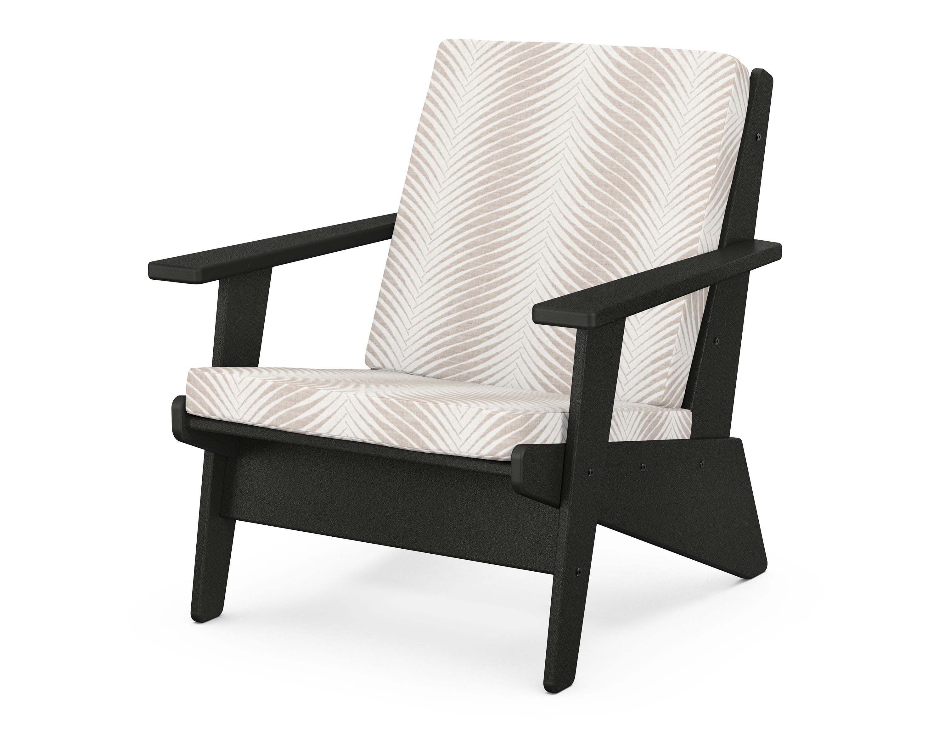 Riviera Modern Lounge Chair in Black / Clock Out Cloud