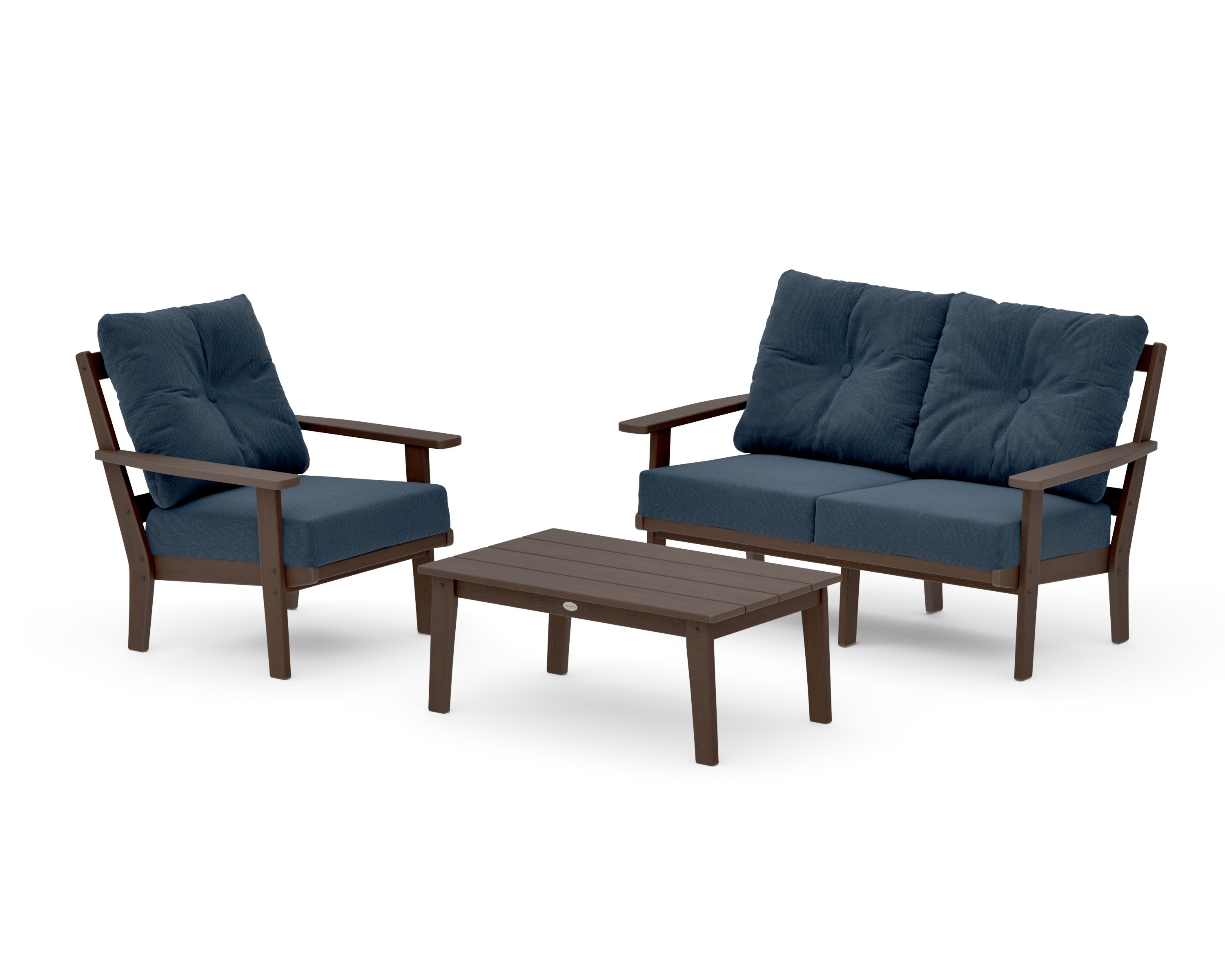 Oxford 3-Piece Deep Seating Set with Loveseat in Kona / Marine Indigo