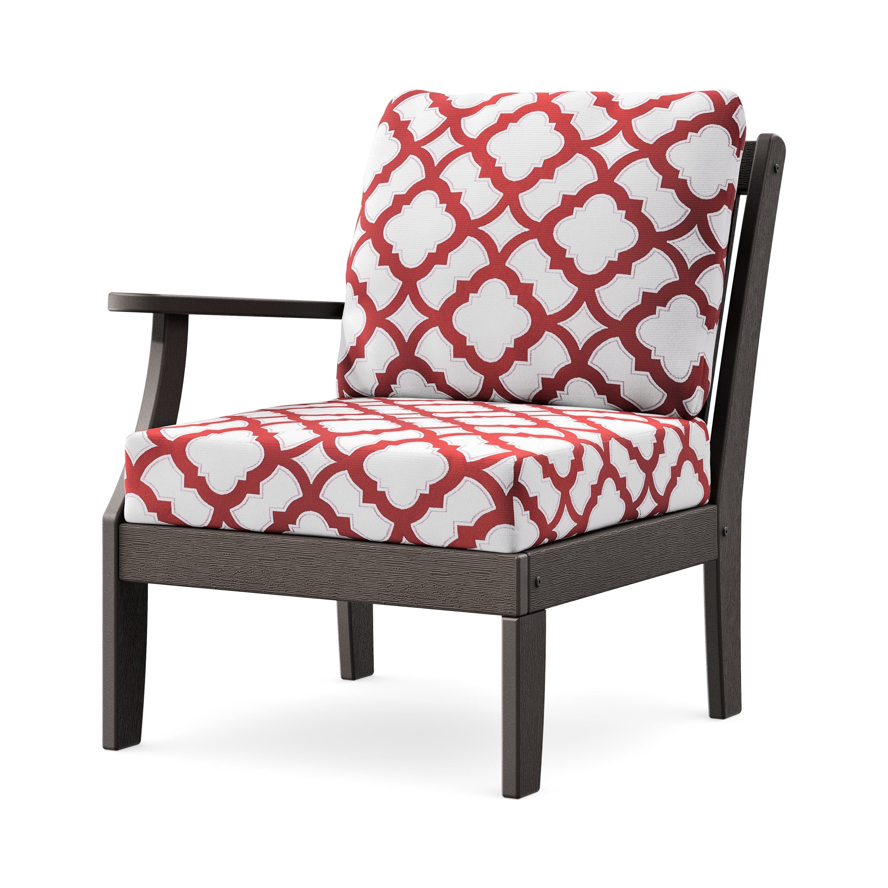 Braxton Modular Left Arm Chair in Vintage Coffee / Trellis Crimson