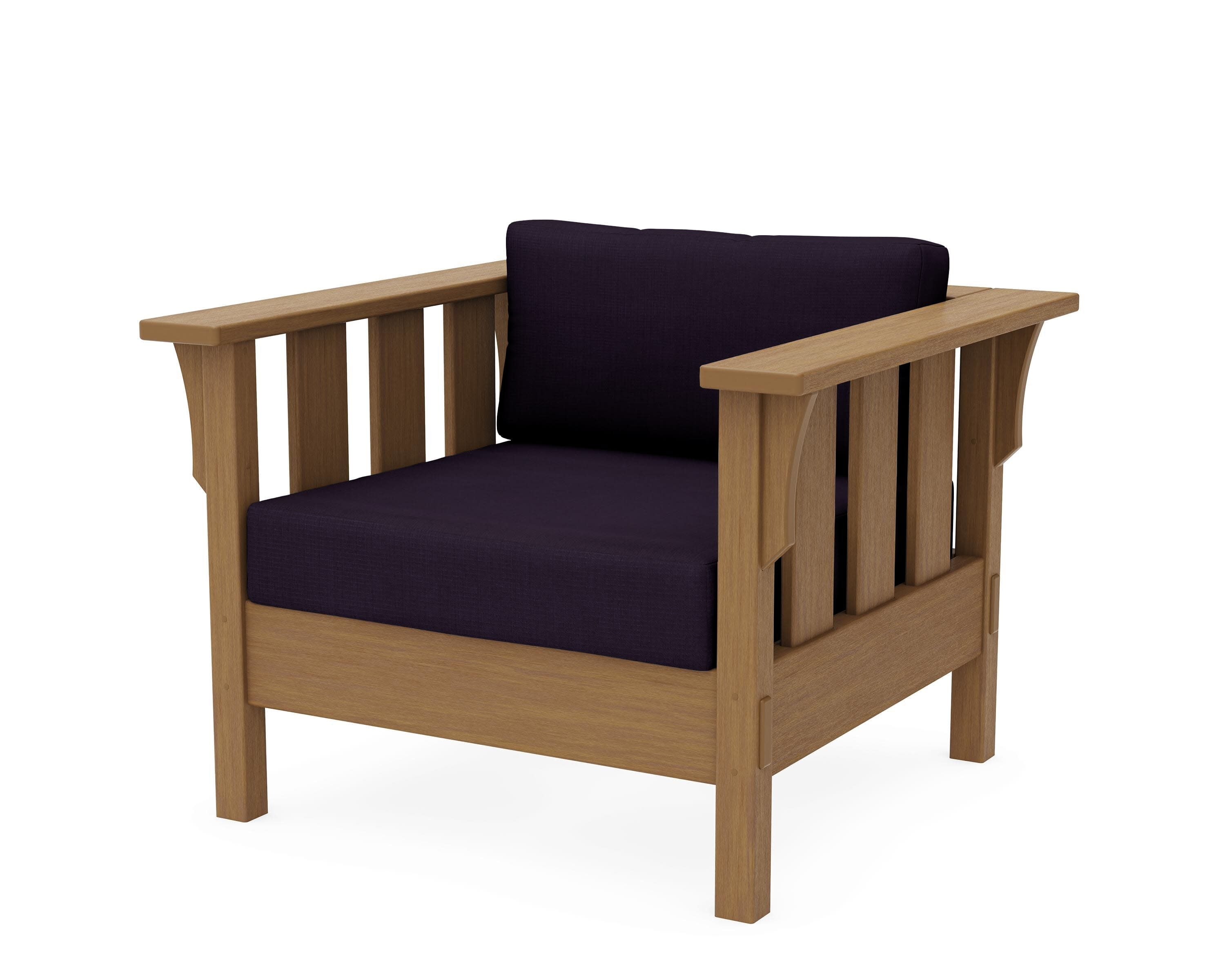 Acadia Deep Seating Chair in Natural / Navy Linen