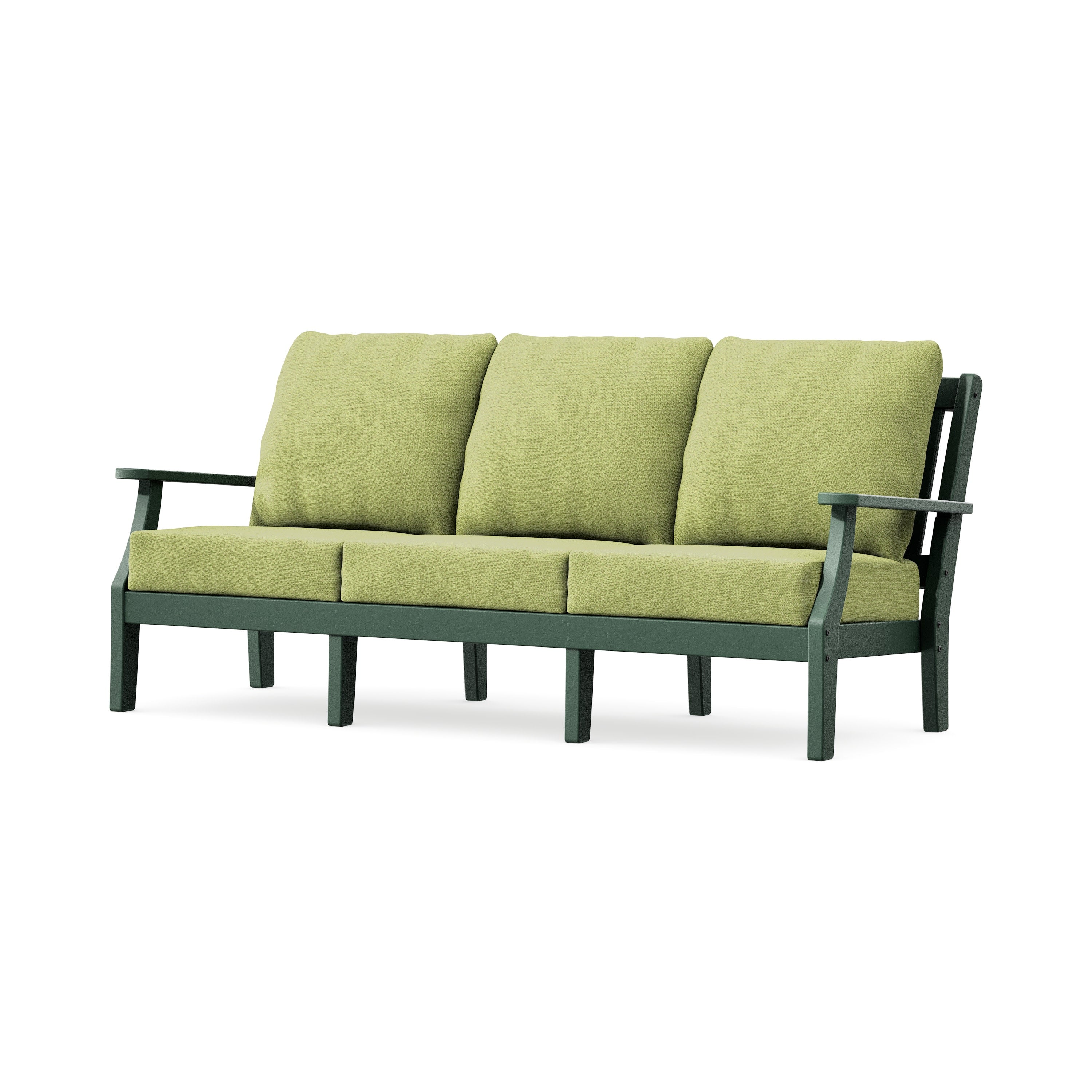 Chinoiserie Deep Seating Sofa in Green / Chartreuse Boucle