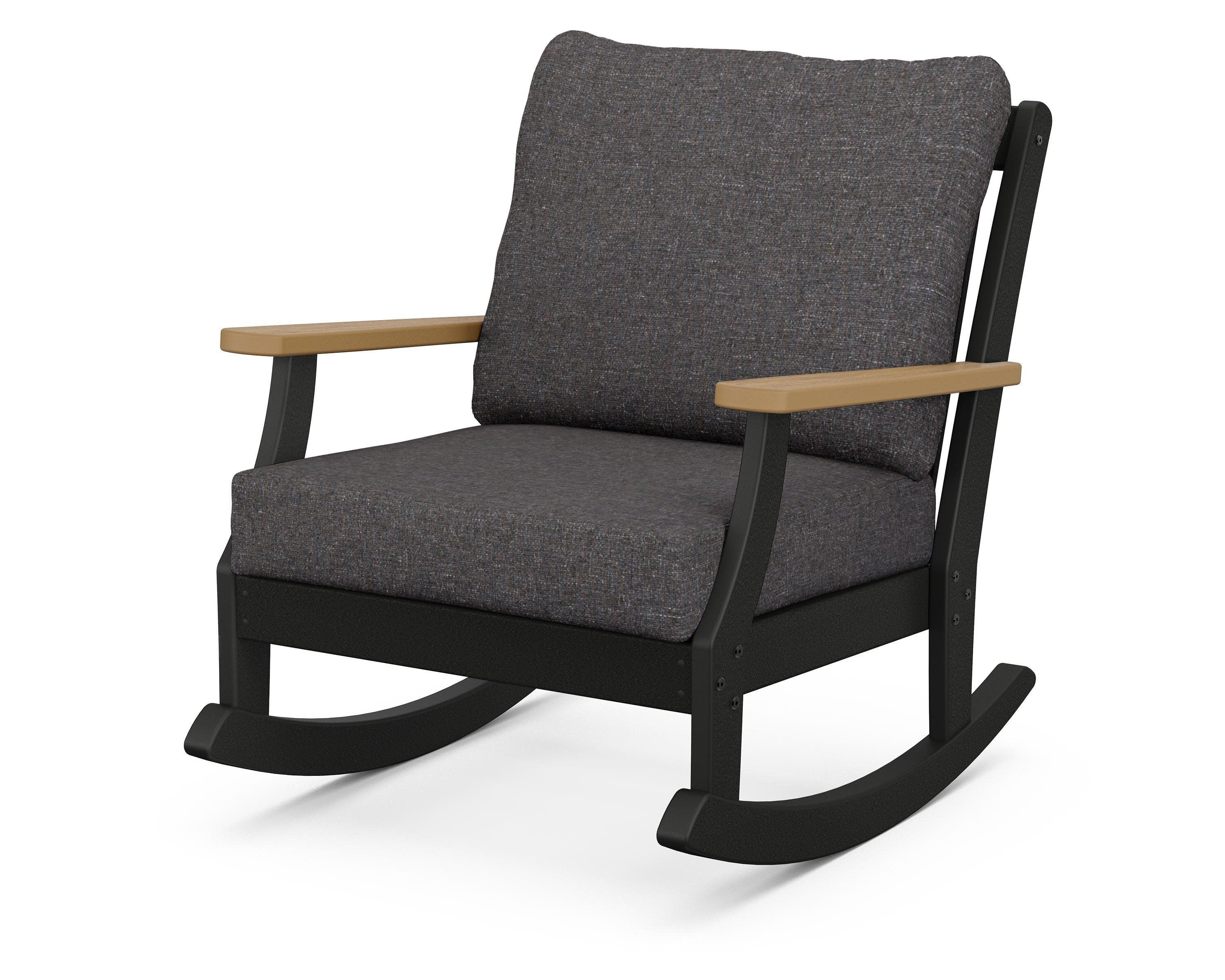 Braxton Deep Seating Rocking Chair in Black / Natural / Ash Charcoal