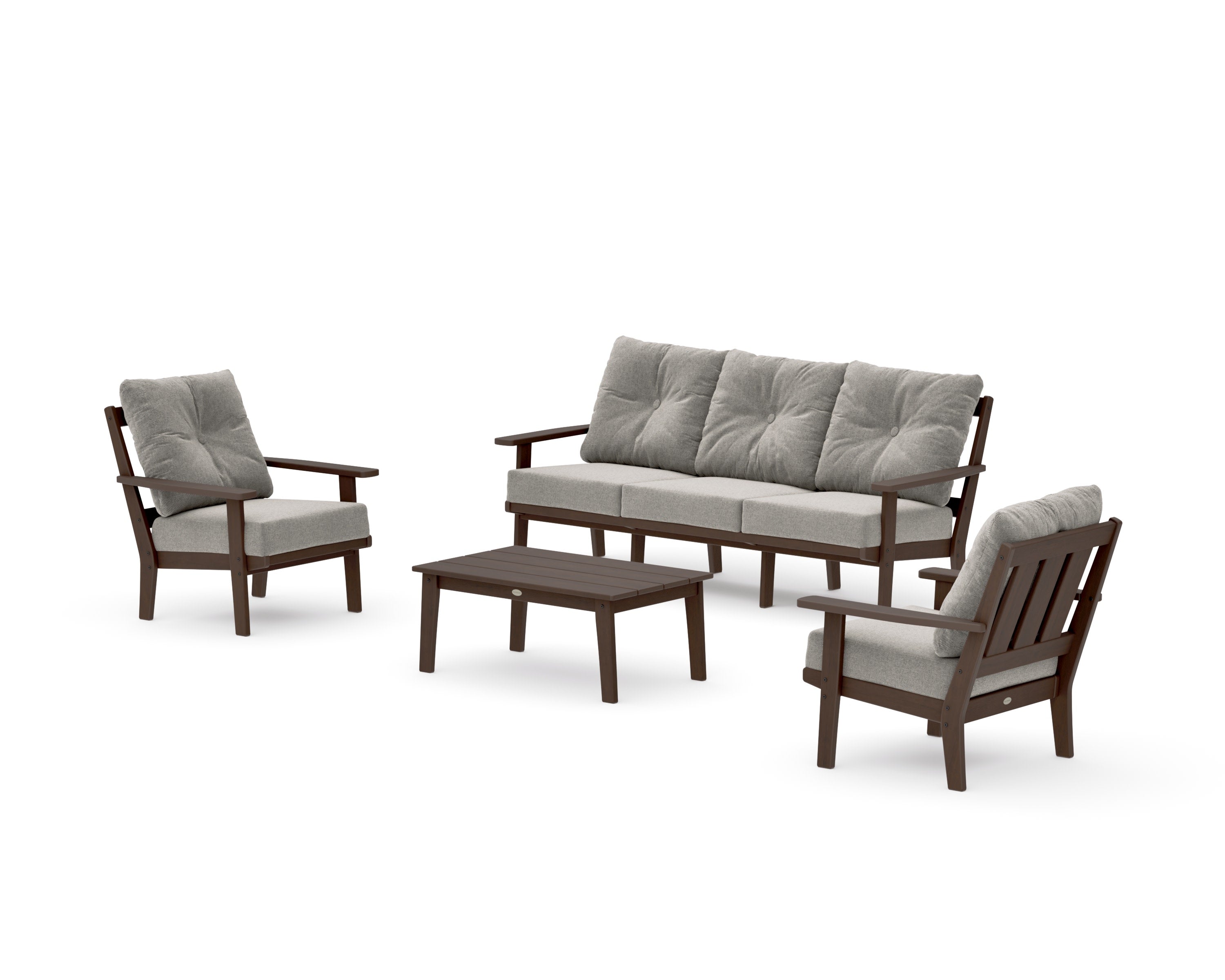Oxford 4-Piece Deep Seating Set with Sofa in Kona / Weathered Tweed