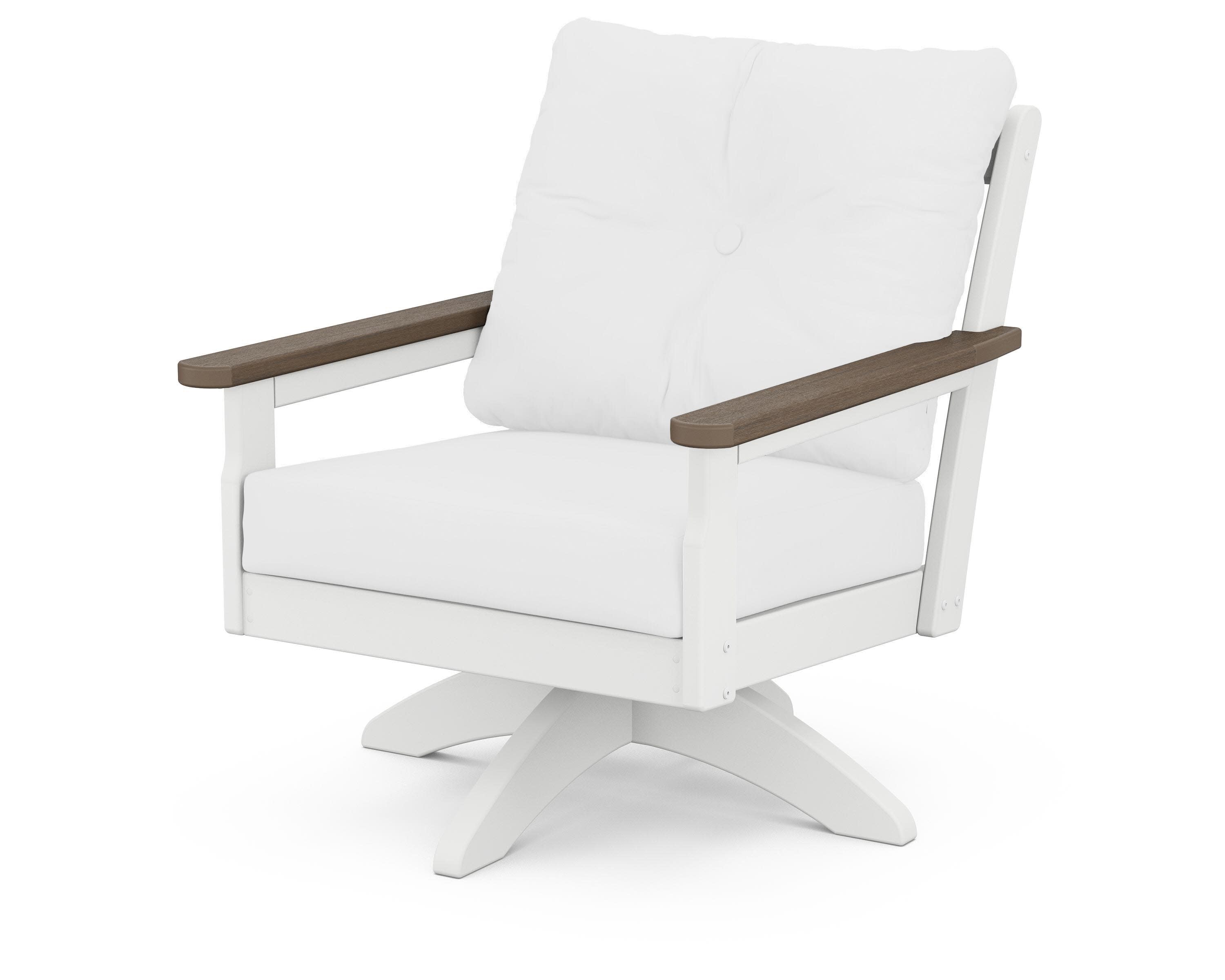 Vineyard Deep Seating Swivel Chair in White / Kona / Natural