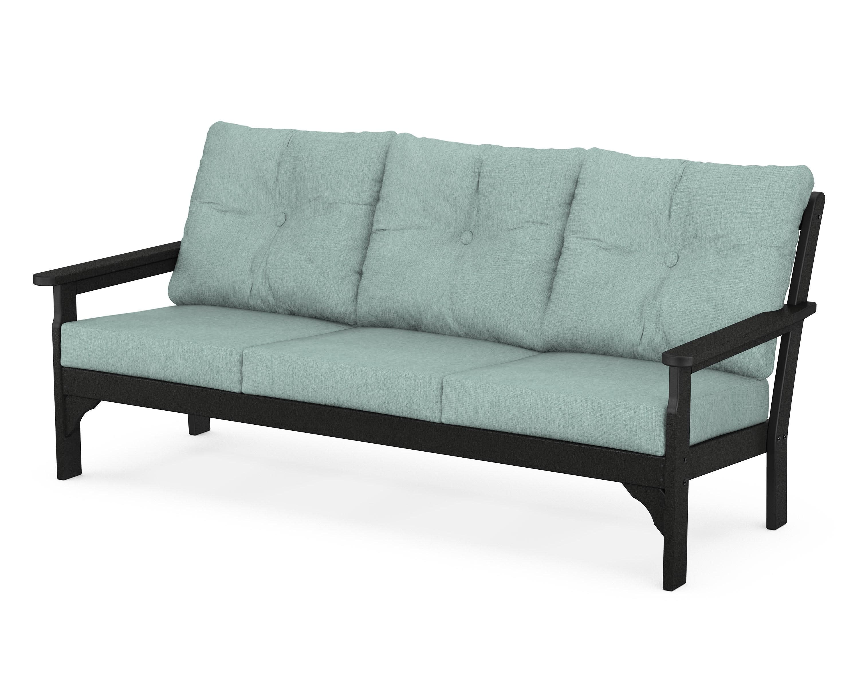 Vineyard Deep Seating Sofa in Black / Glacier Spa