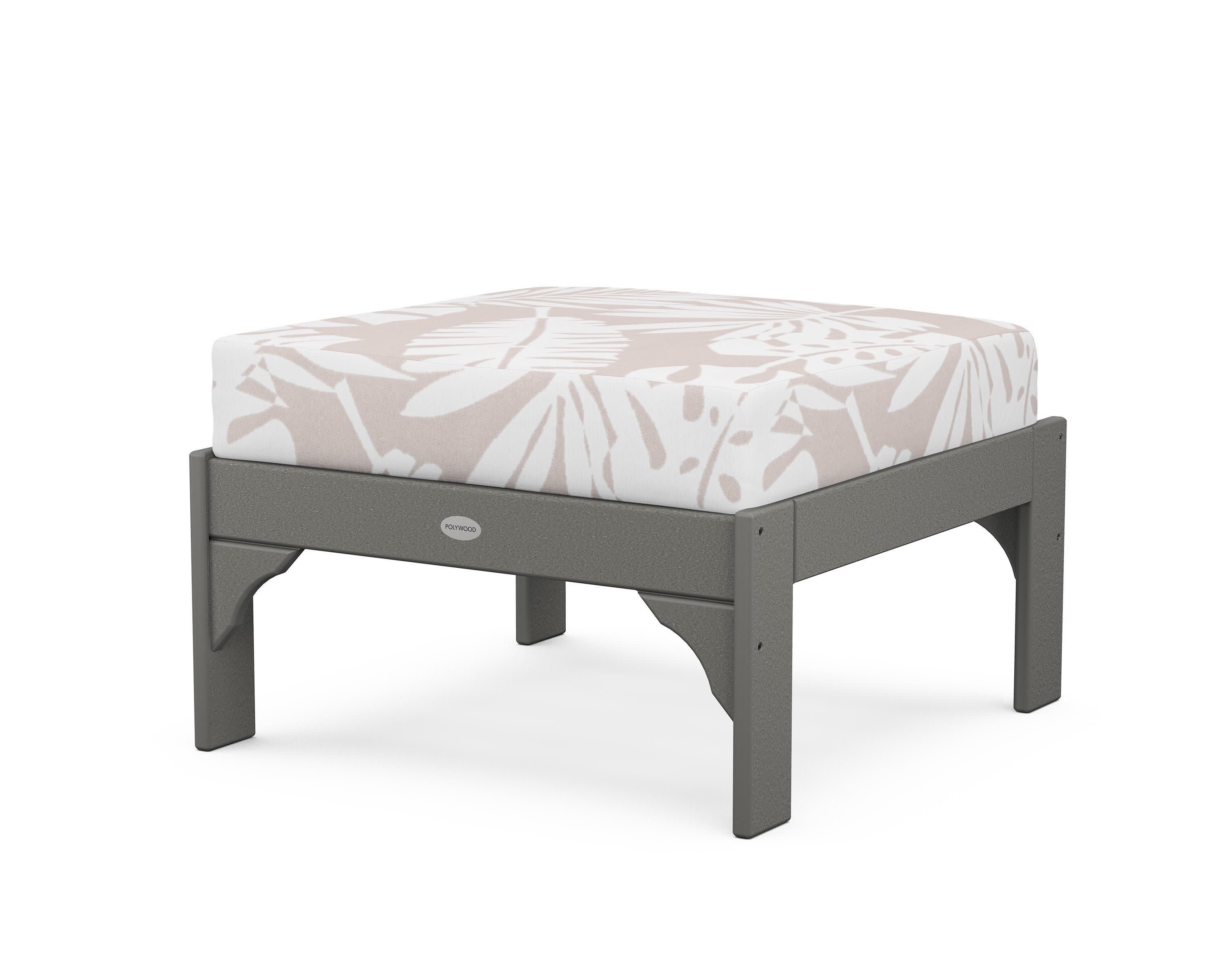 Vineyard Deep Seating Ottoman in Slate Grey / Leaf Dune Burlap