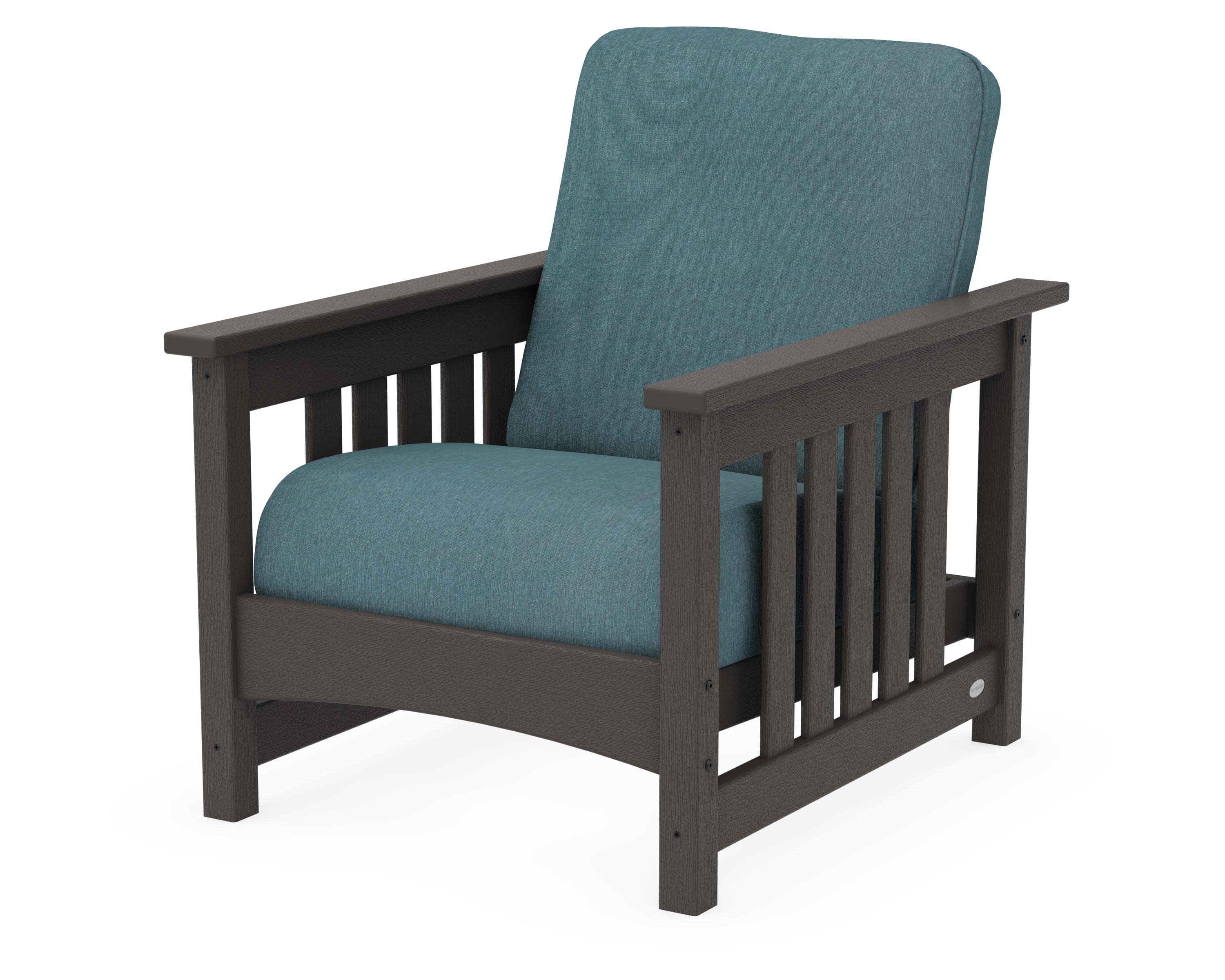 Club Mission Chair in Vintage Coffee / Ocean Teal