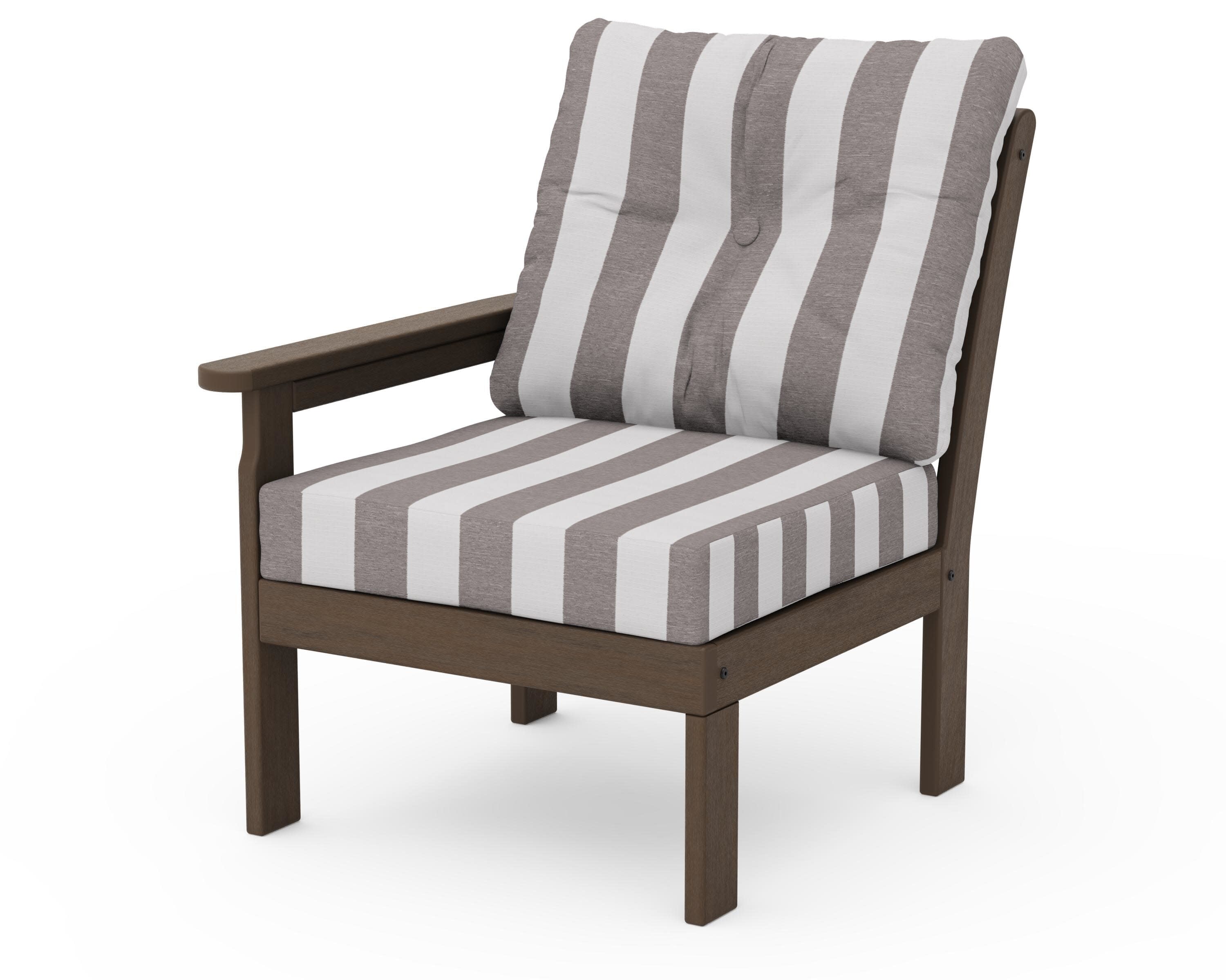 Vineyard Modular Left Arm Chair in Kona / Cabana Stripe Grey Mist