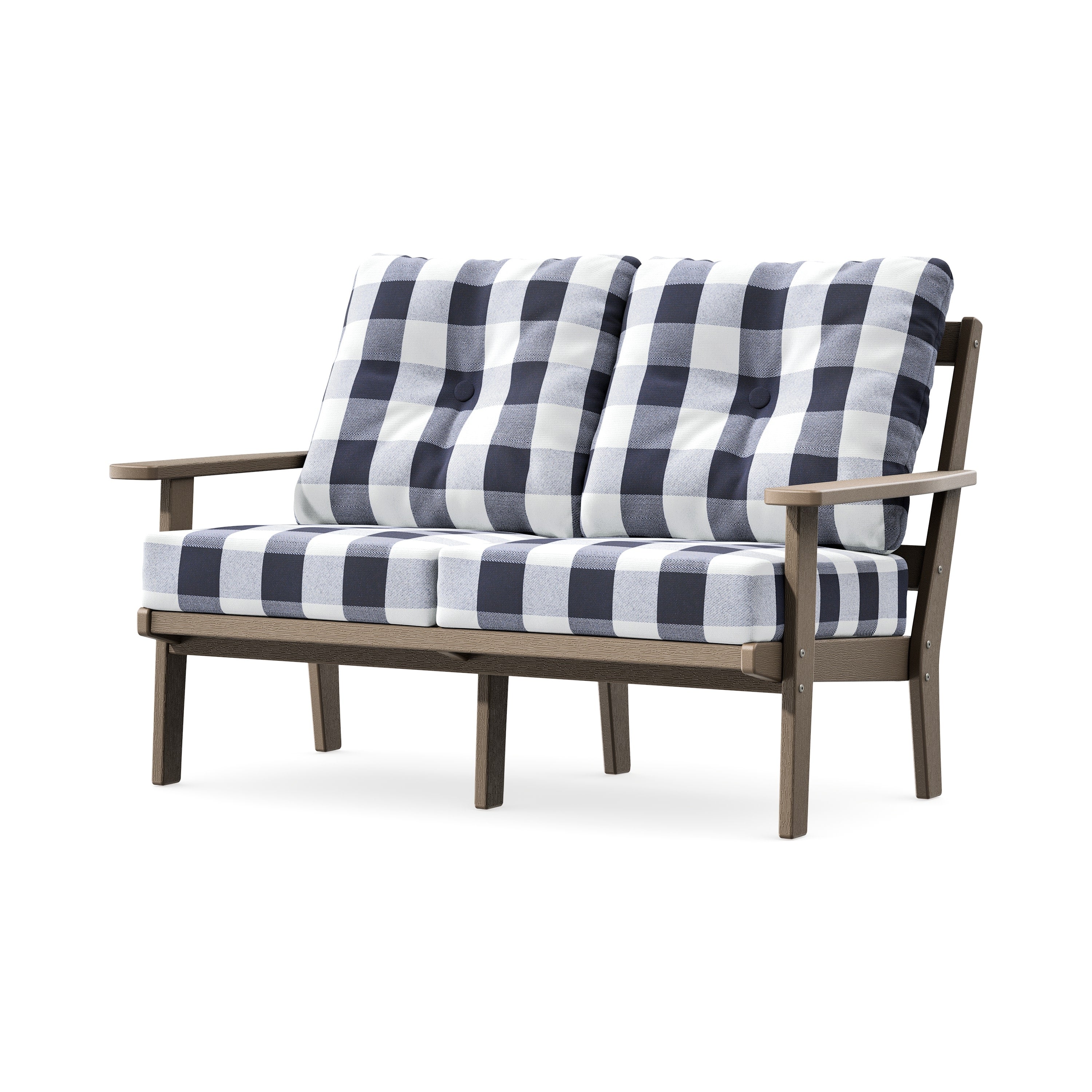 Oxford Deep SeatingLoveseat in Vintage Sahara / Buffalo Plaid Navy