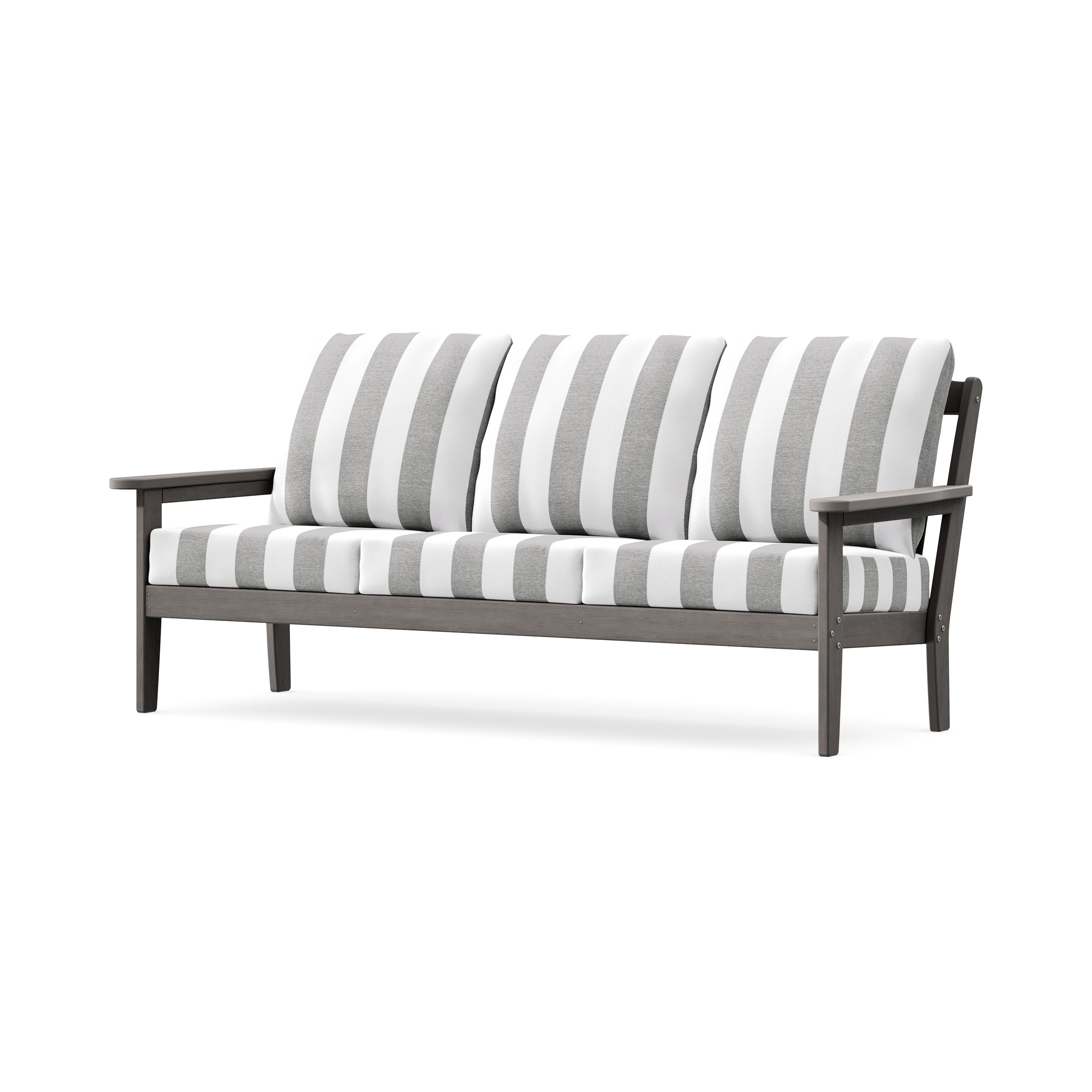 Cottage Deep Seating Sofa in Driftwood / Cabana Stripe Grey Mist
