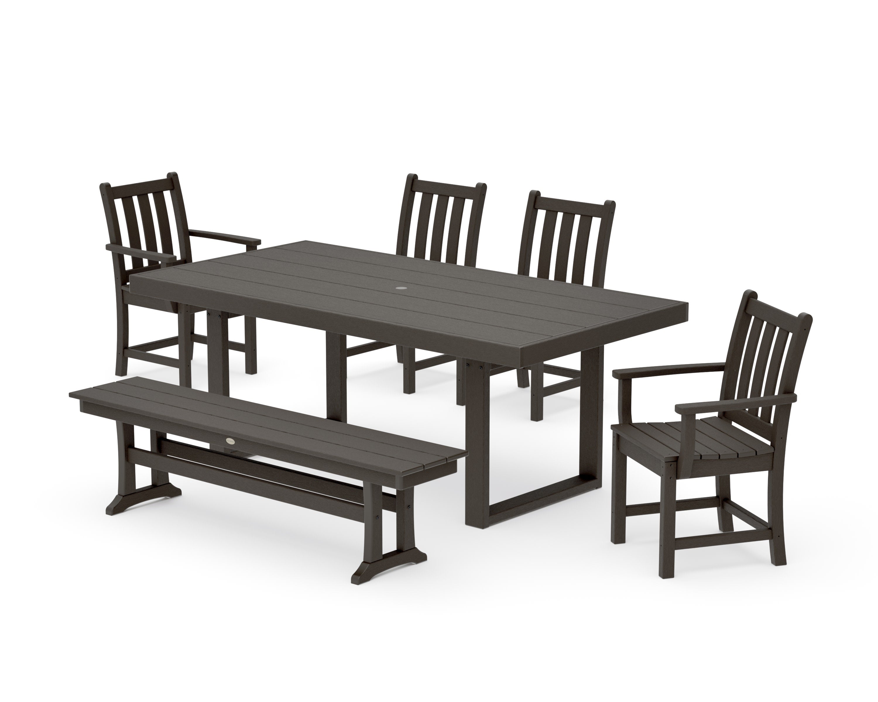 Traditional Garden 6-Piece Dining Set in Vintage Coffee