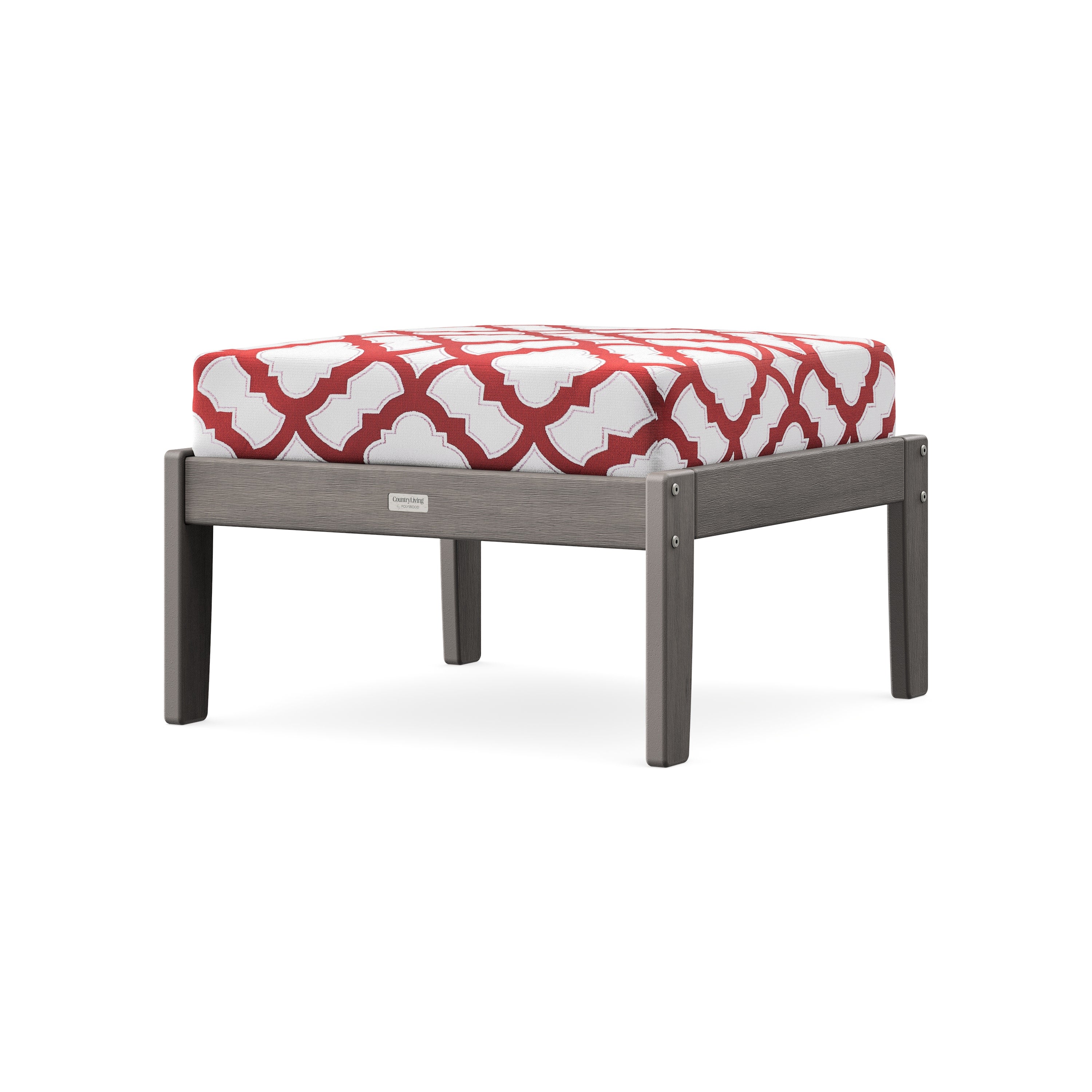 Cottage Deep Seating Ottoman in Driftwood / Trellis Crimson