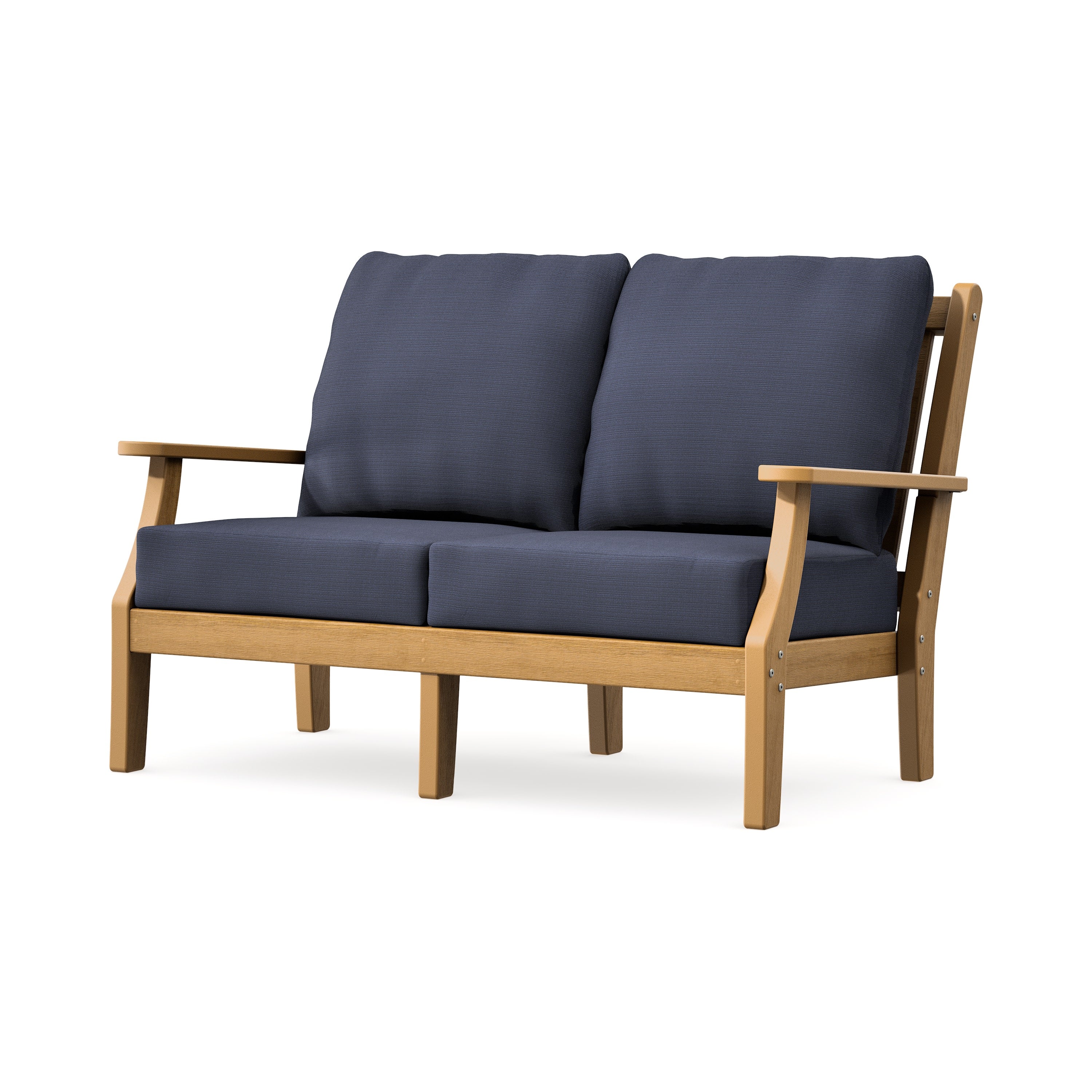 Wovendale Deep Seating Loveseat in Natural / Navy Linen