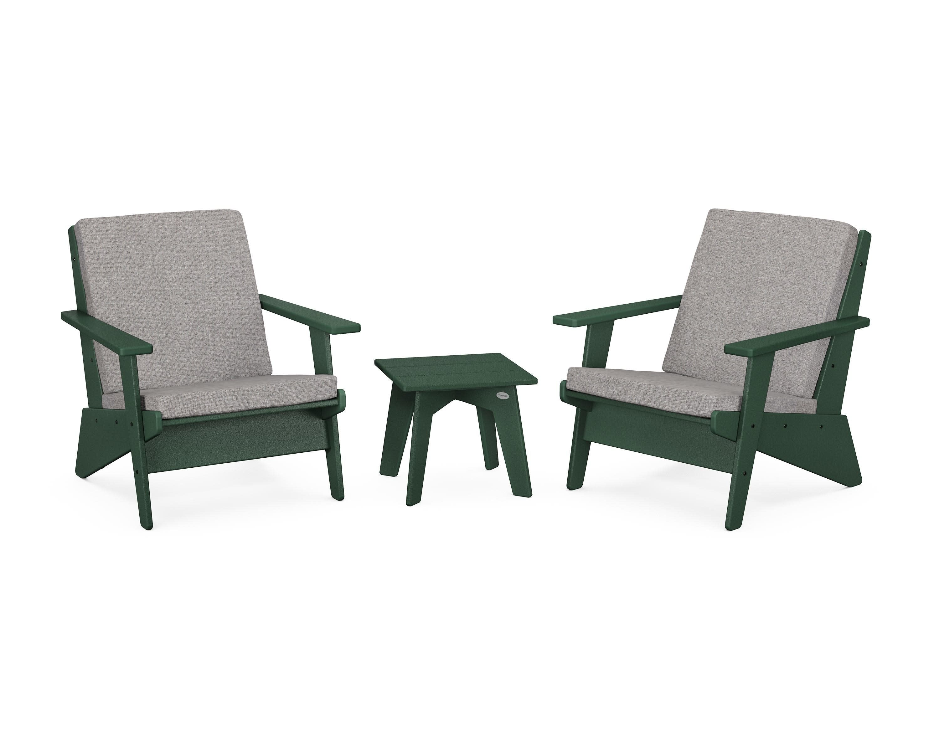 Riviera Modern Lounge 3-Piece Set in Green / Grey Mist