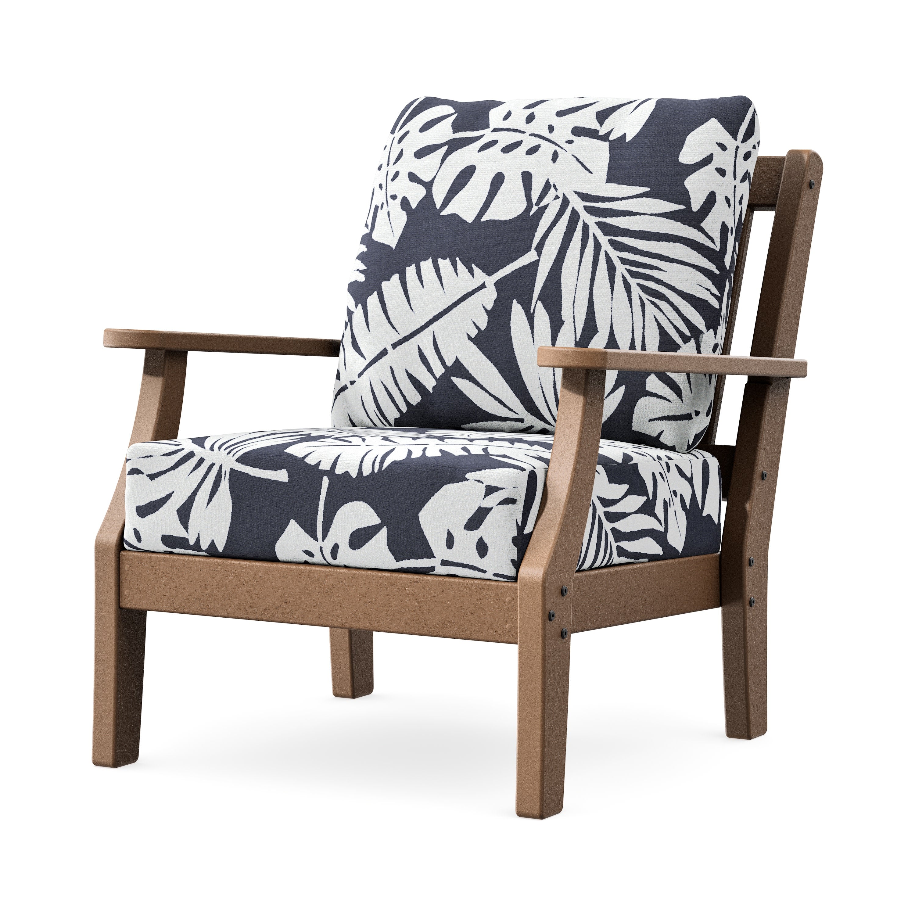 Chinoiserie Deep Seating Chair in Teak / Leaf Navy