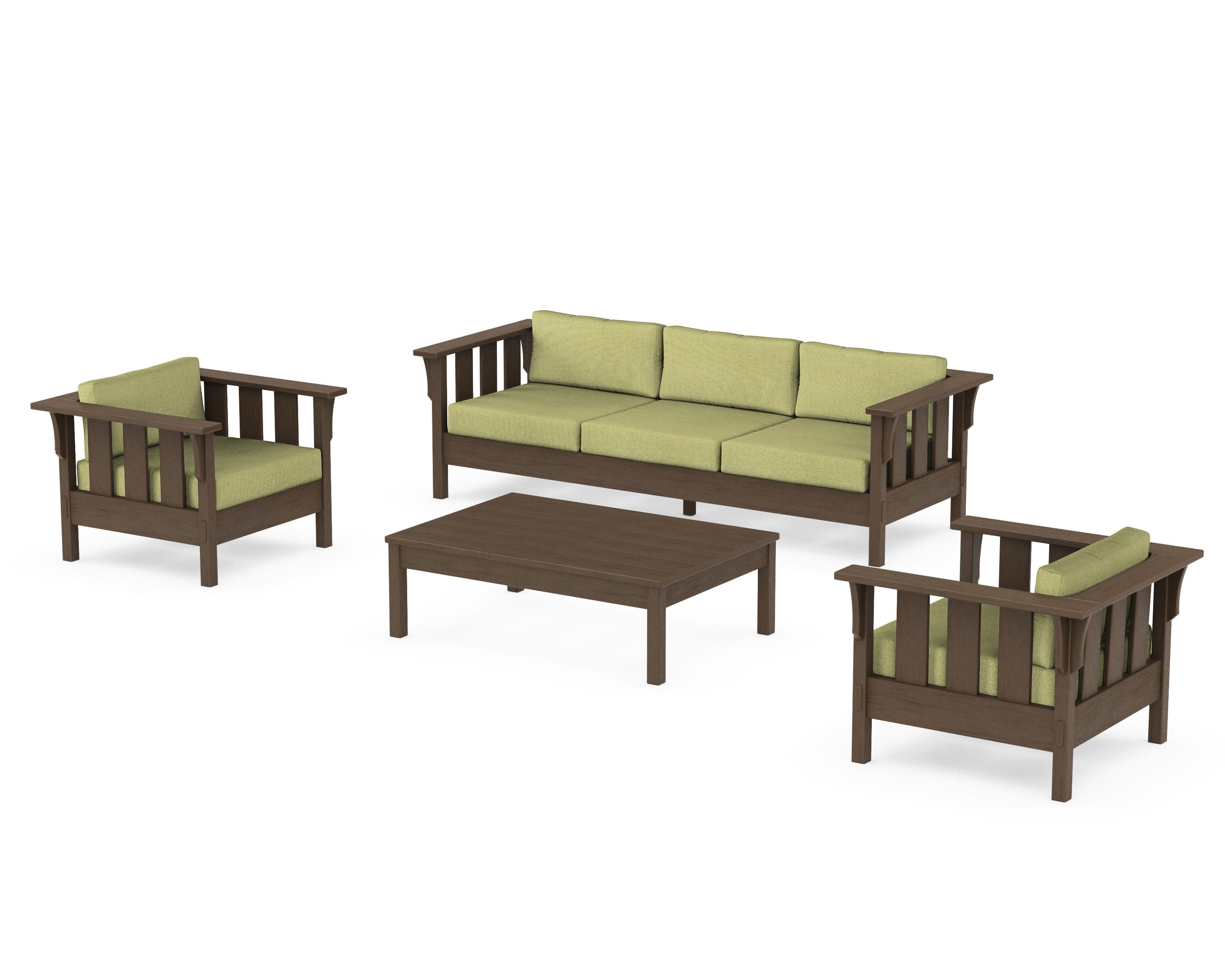Acadia 4-Piece Deep Seating Set with Sofa in Kona / Chartreuse Boucle
