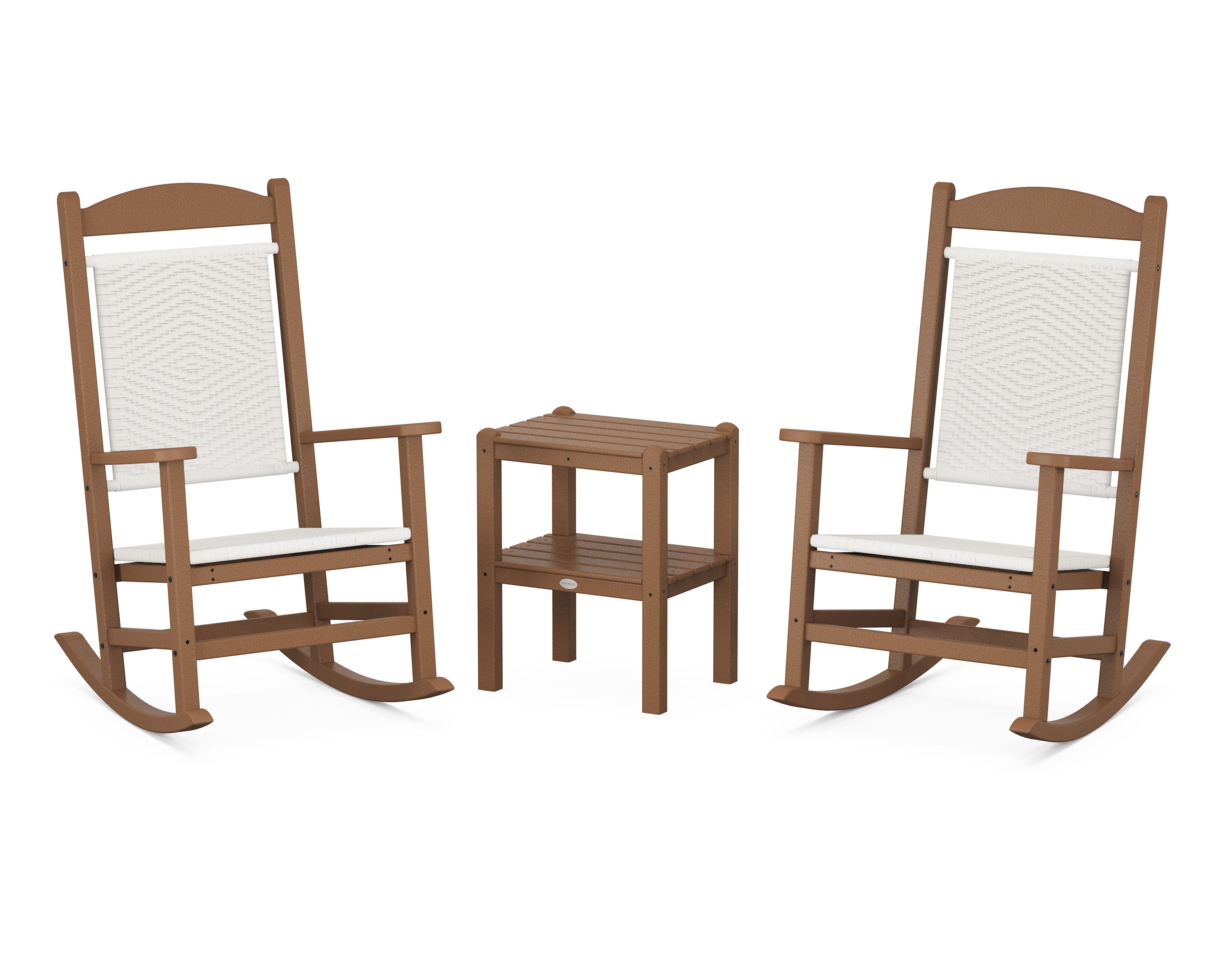 Presidential Woven Rocker 3-Piece Set in Teak / White Loom