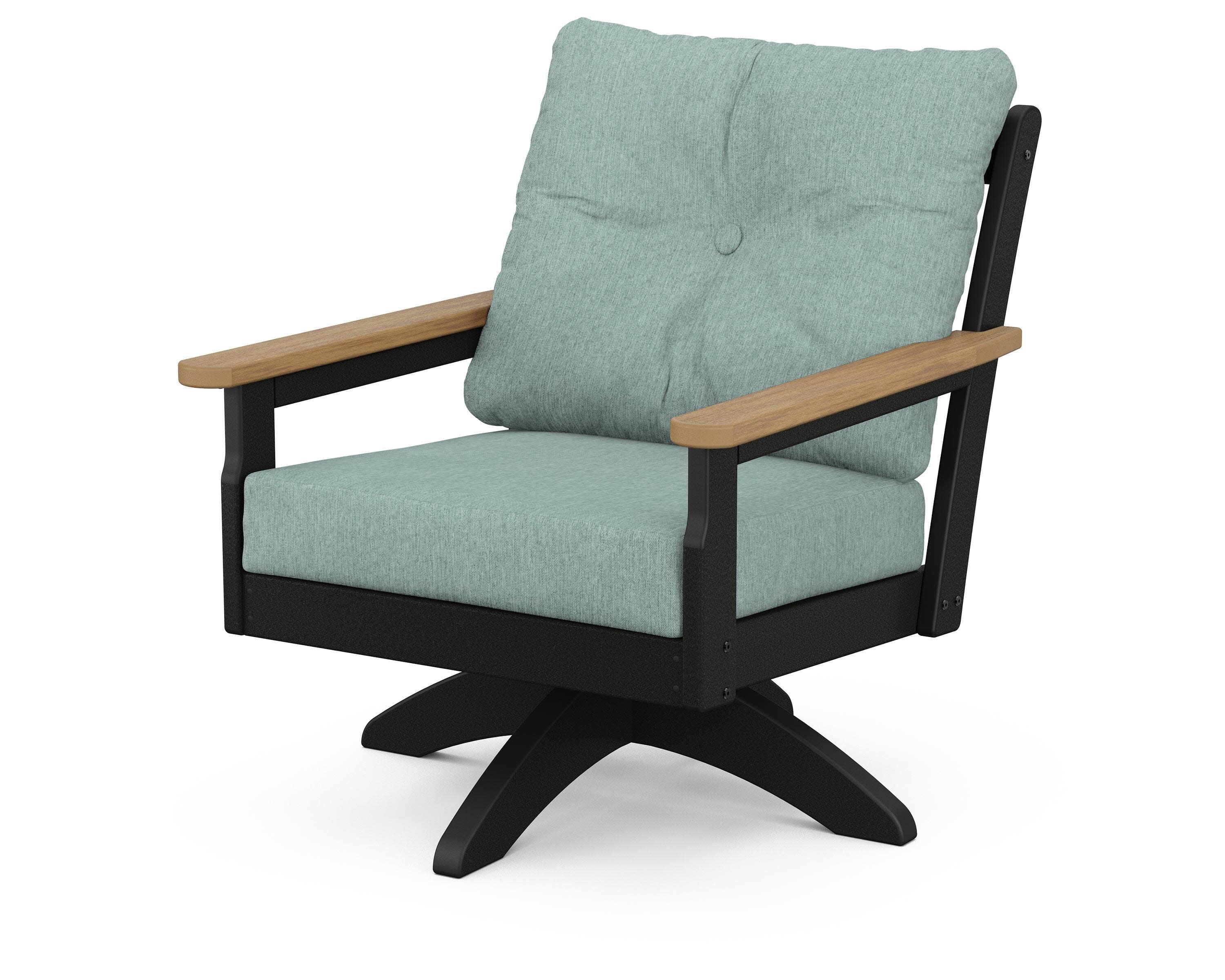 Vineyard Deep Seating Swivel Chair in Black / Natural / Glacier Spa