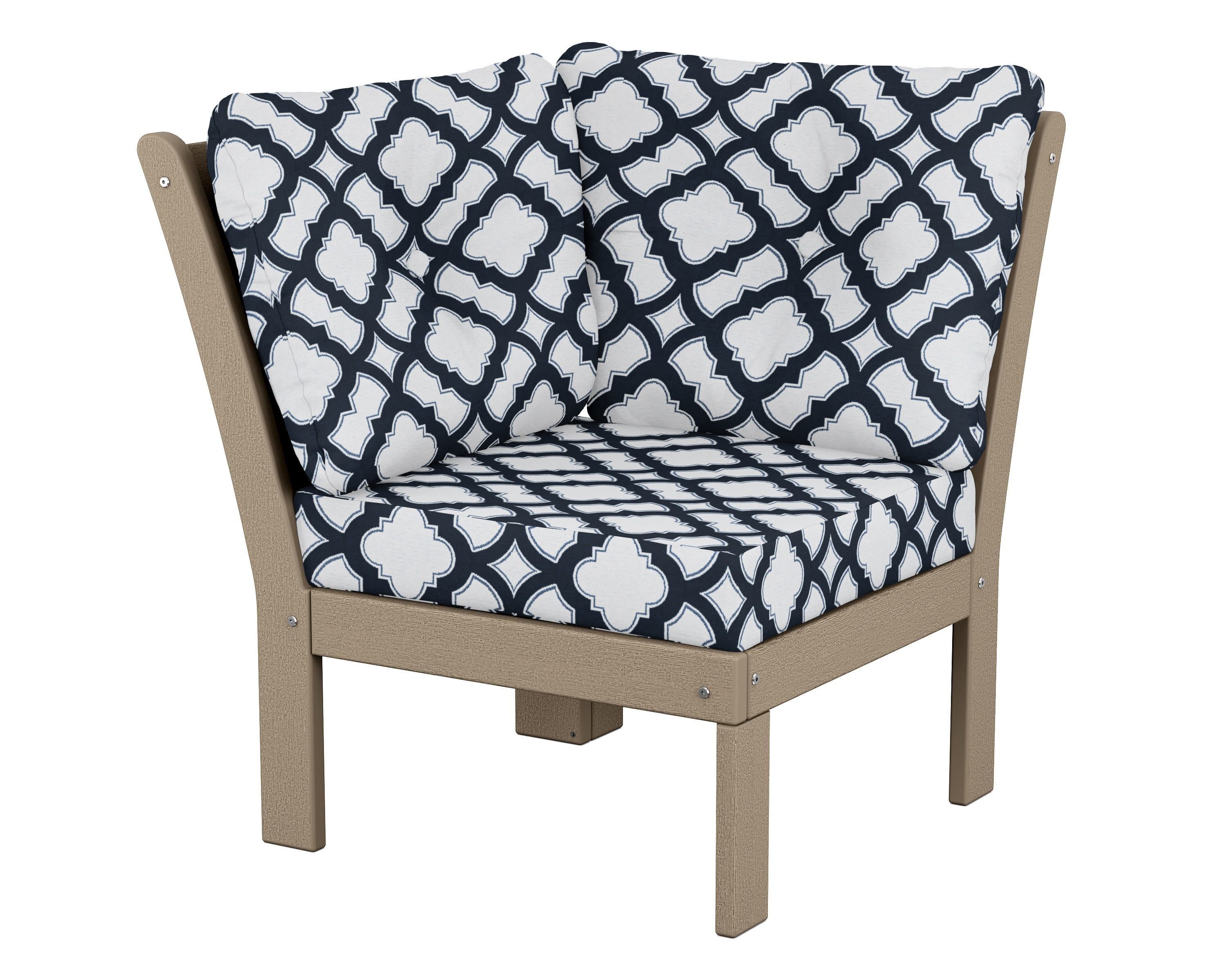 Vineyard Modular Corner Chair in Vintage Sahara / Trellis Marine Indigo