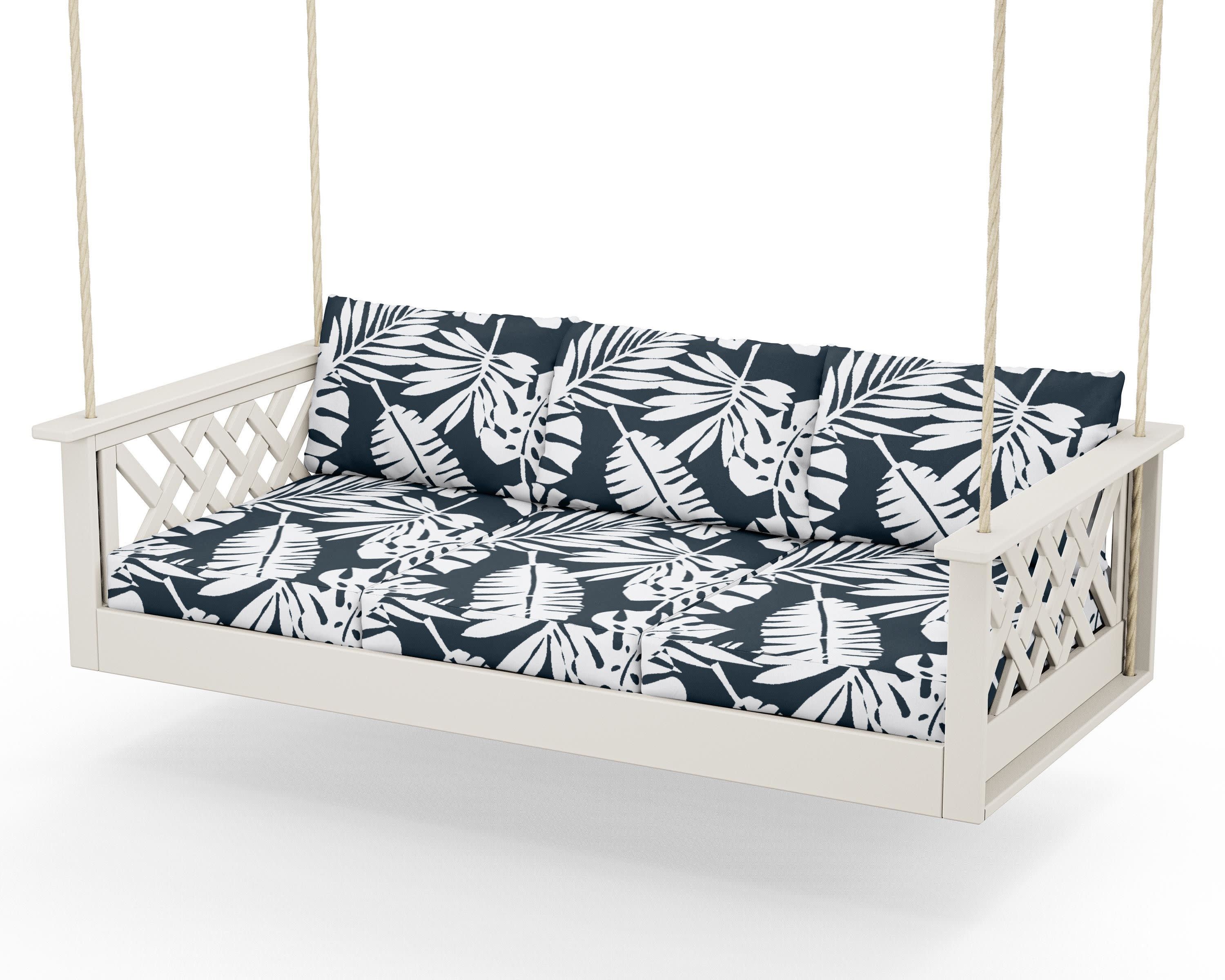 Wovendale Daybed Swing in Sand / Leaf Marine Indigo