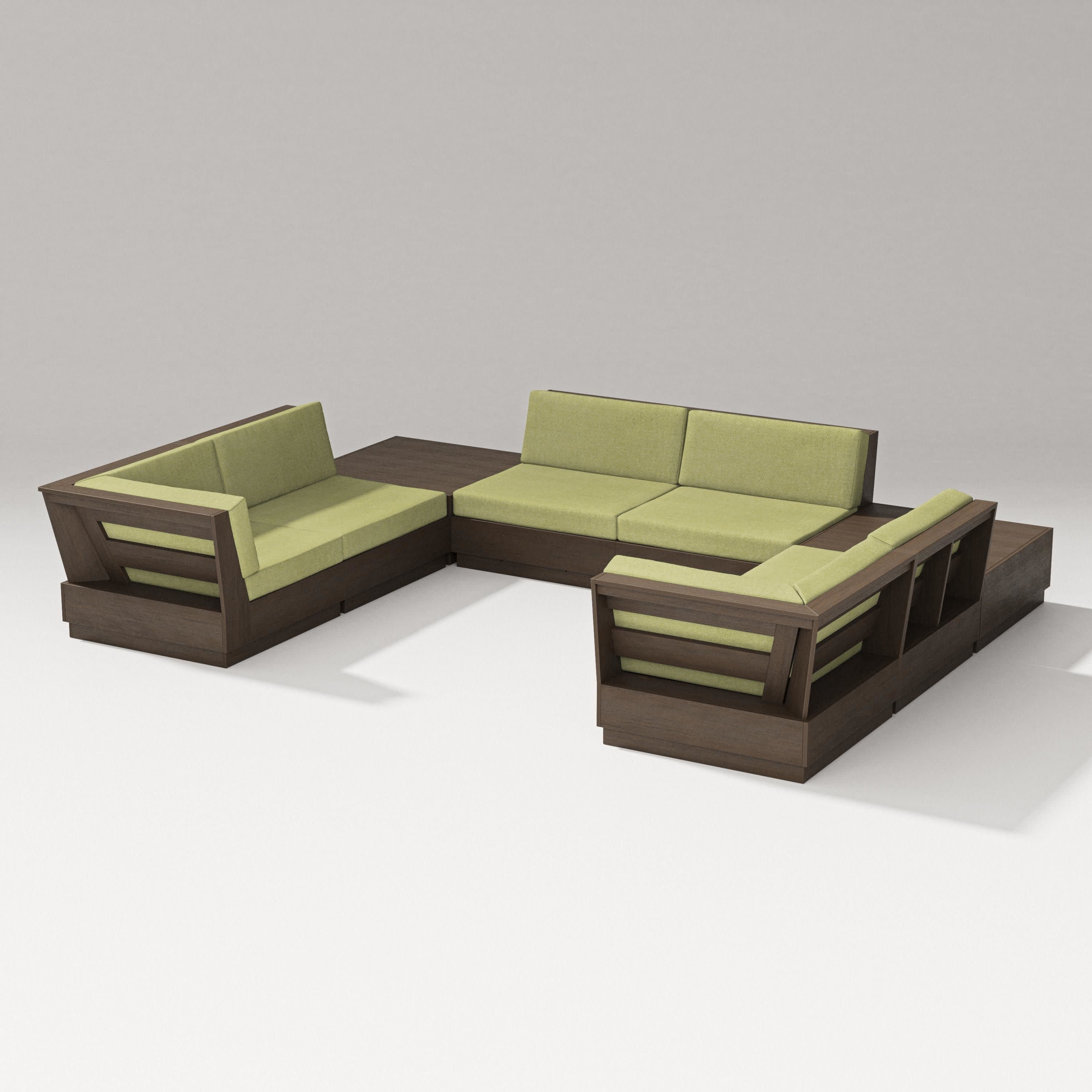Elevate 8-Piece U-Shaped Sectional in Kona / Chartreuse Boucle