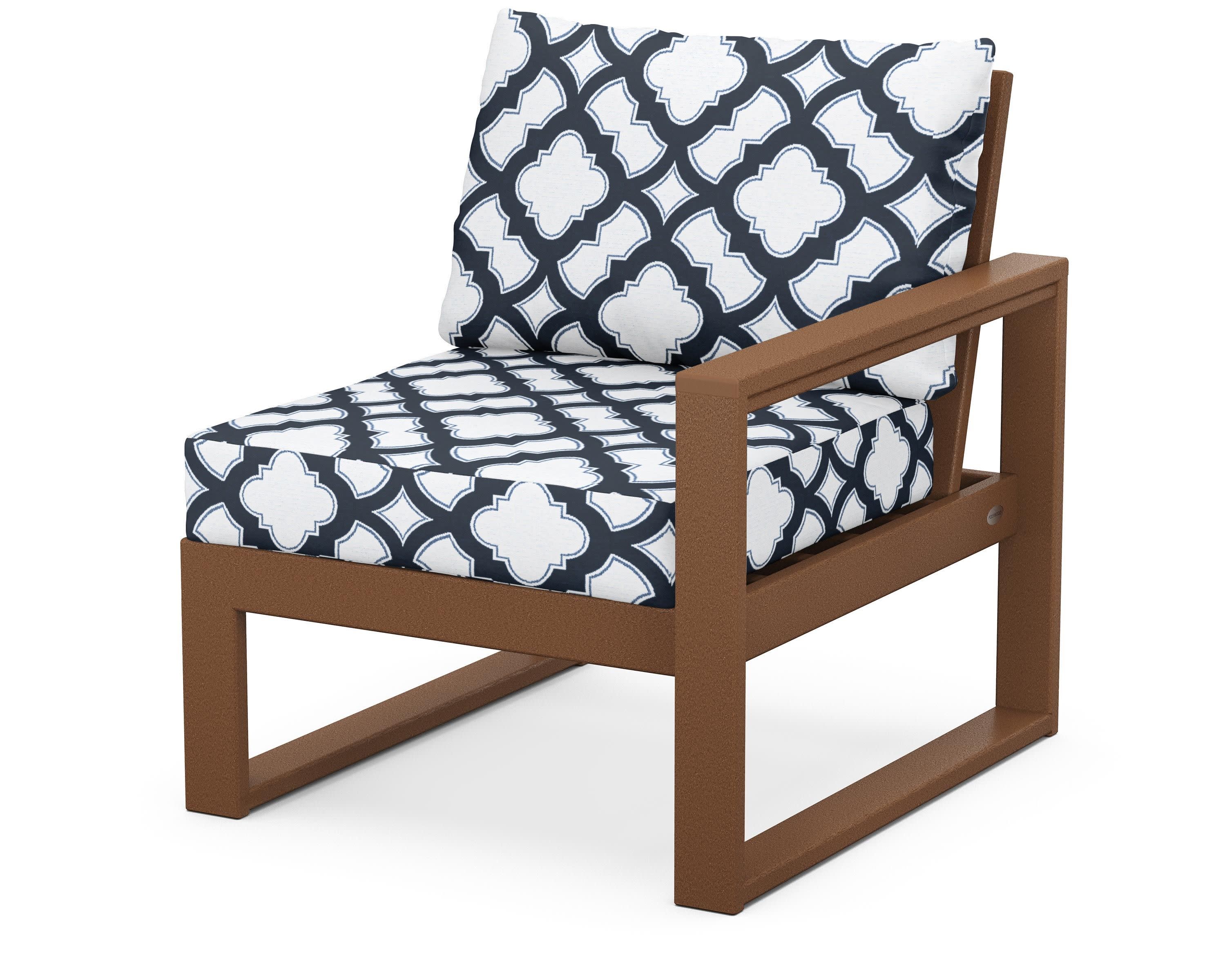EDGE Modular Right Arm Chair in Teak / Trellis Marine Indigo