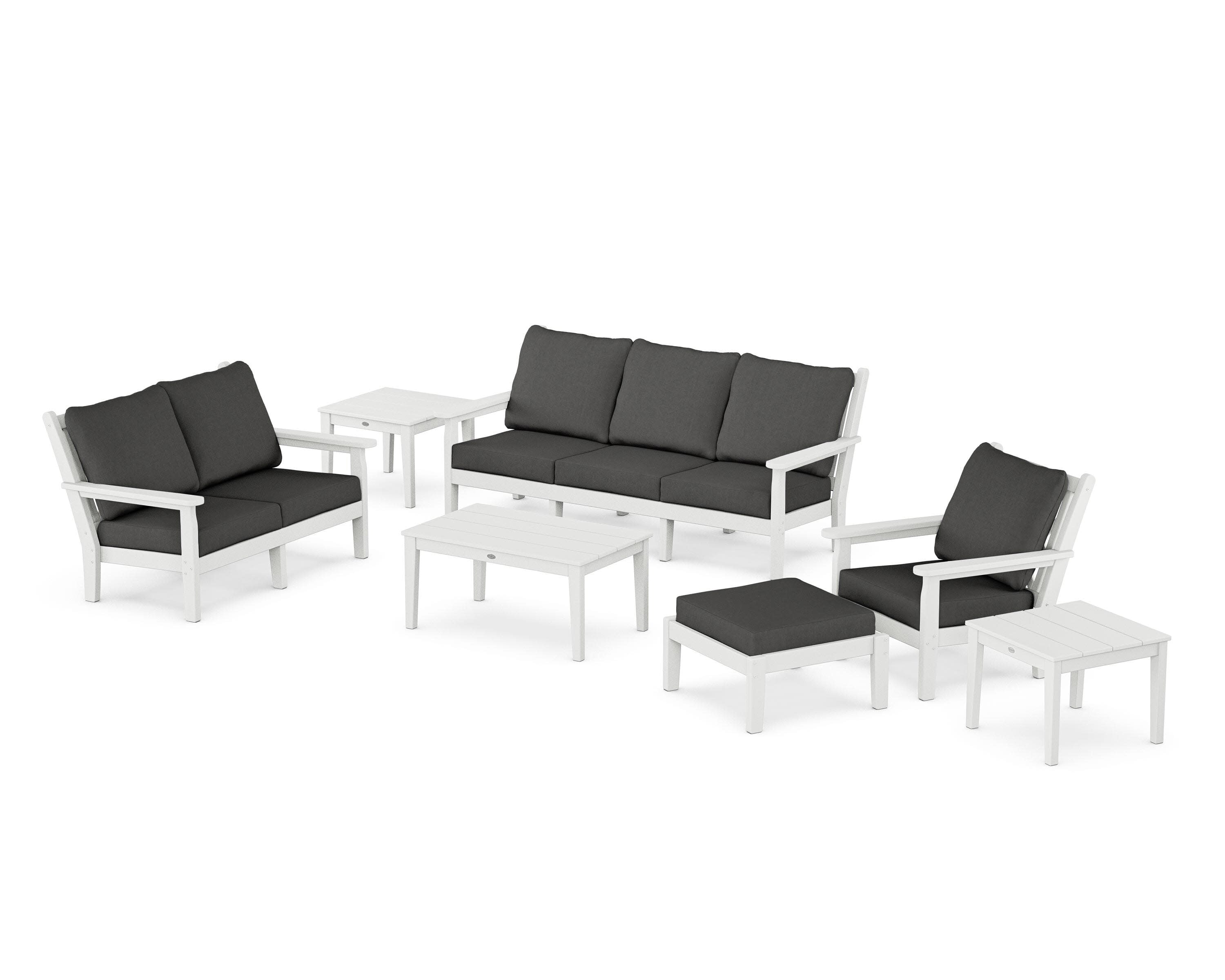 Chippendale 7-Piece Deep Seating Set in White / Spectrum Carbon