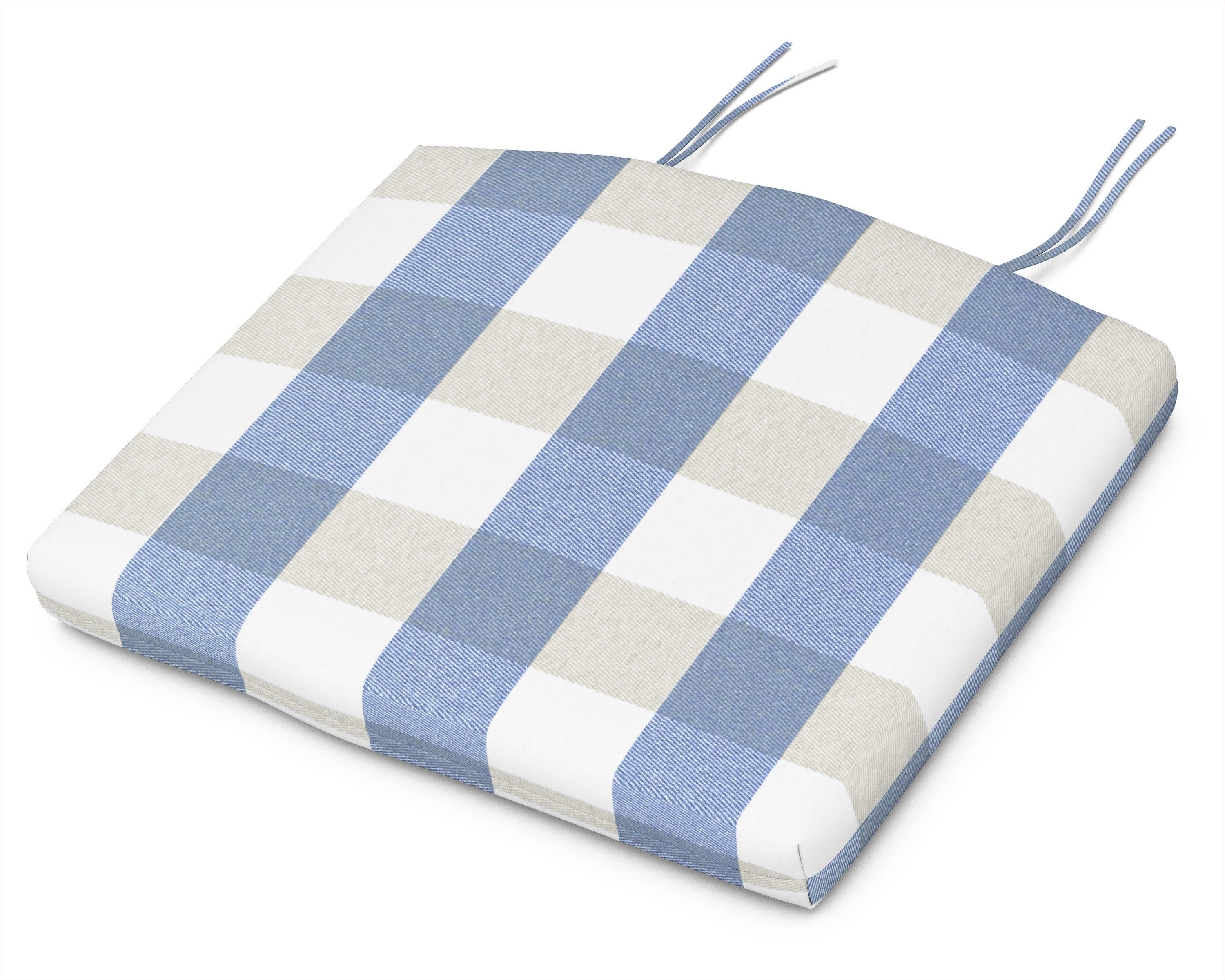 Seat Cushion - 12.65"D x 15"W x 2.5"H in Buffalo Plaid Sky Blue