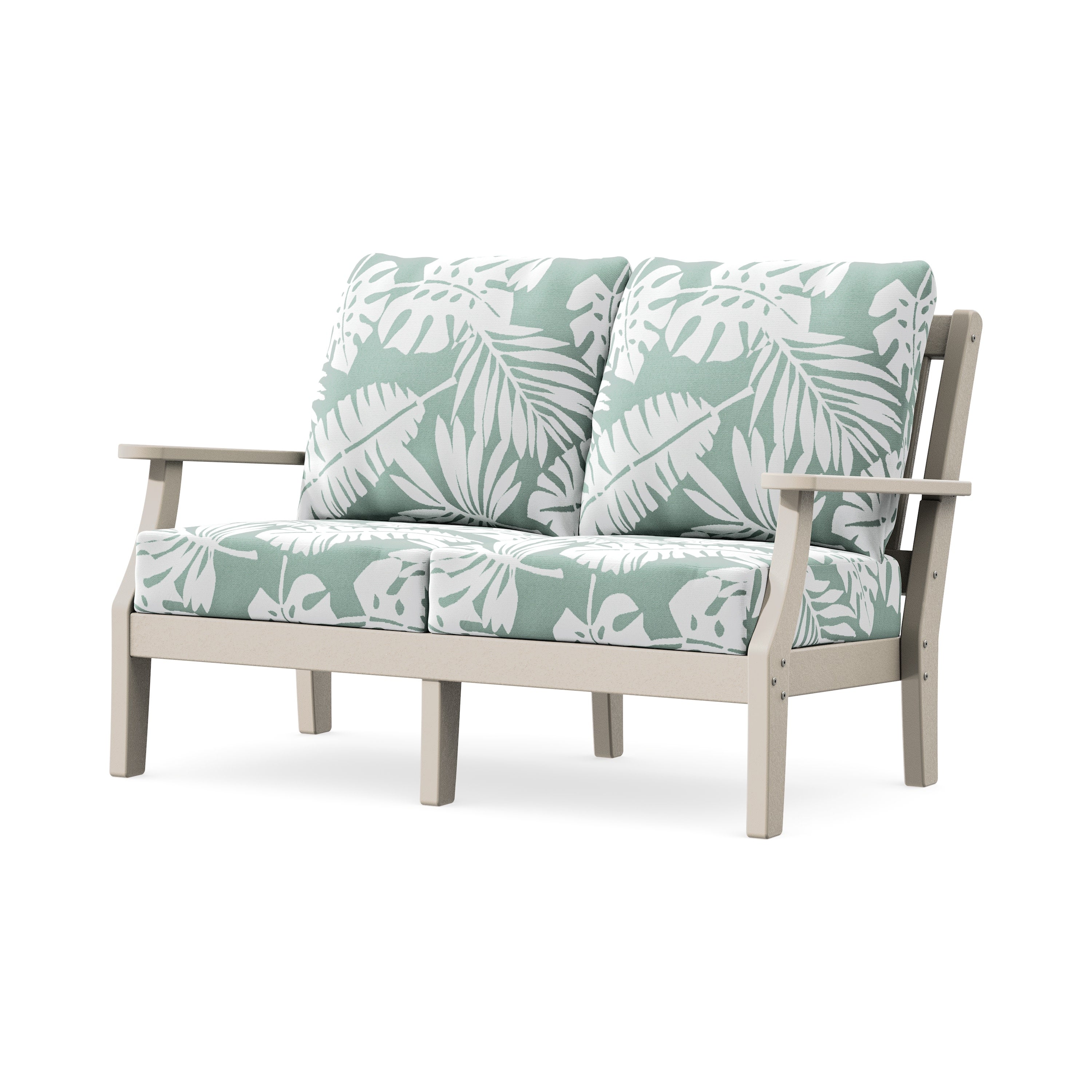 Chinoiserie Deep Seating Loveseat in Sand / Leaf Glacier Spa