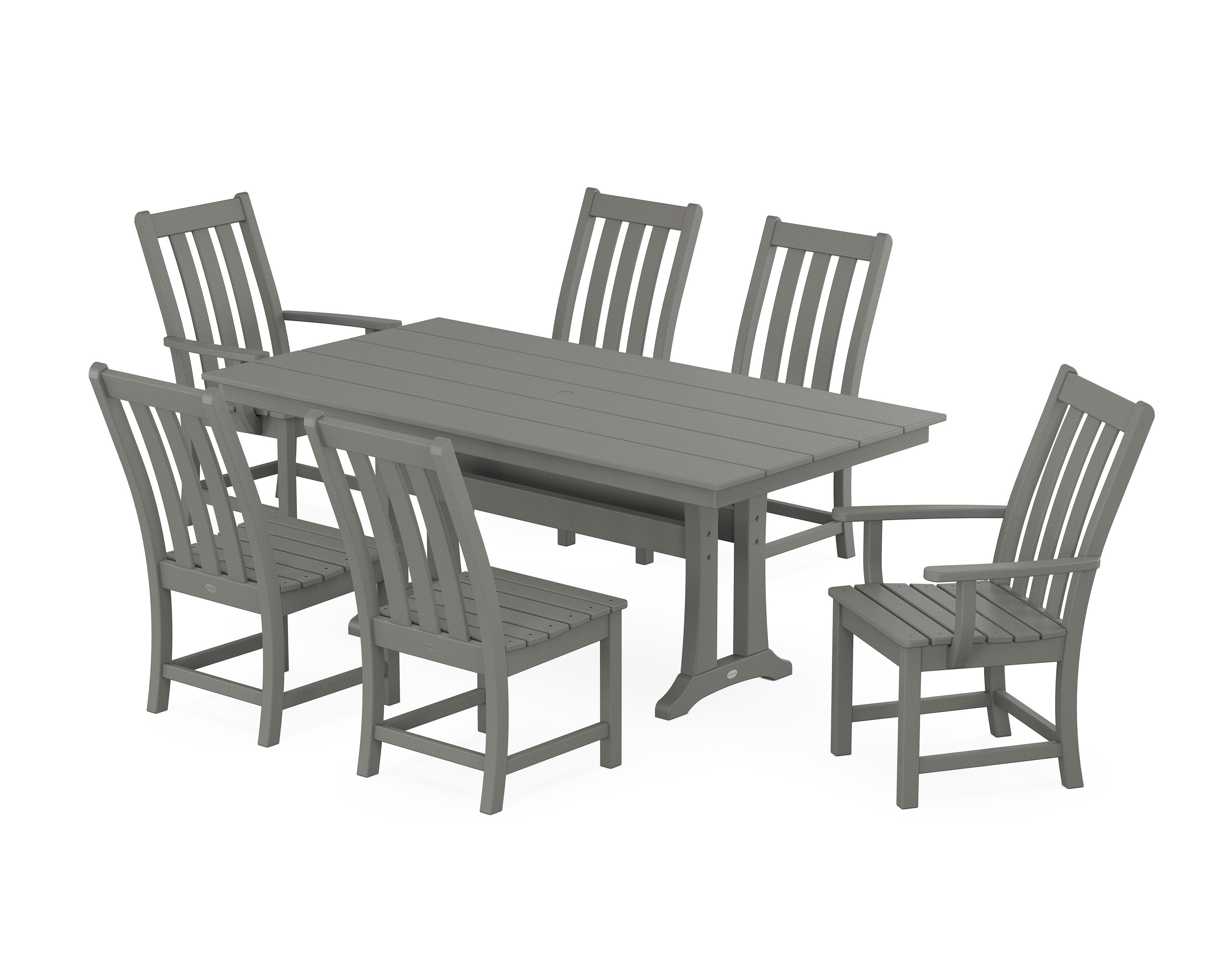 Vineyard 7-Piece Farmhouse Dining Set With Trestle Legs - DUPLICATE - Use SKU PWS340-1 in Slate Grey