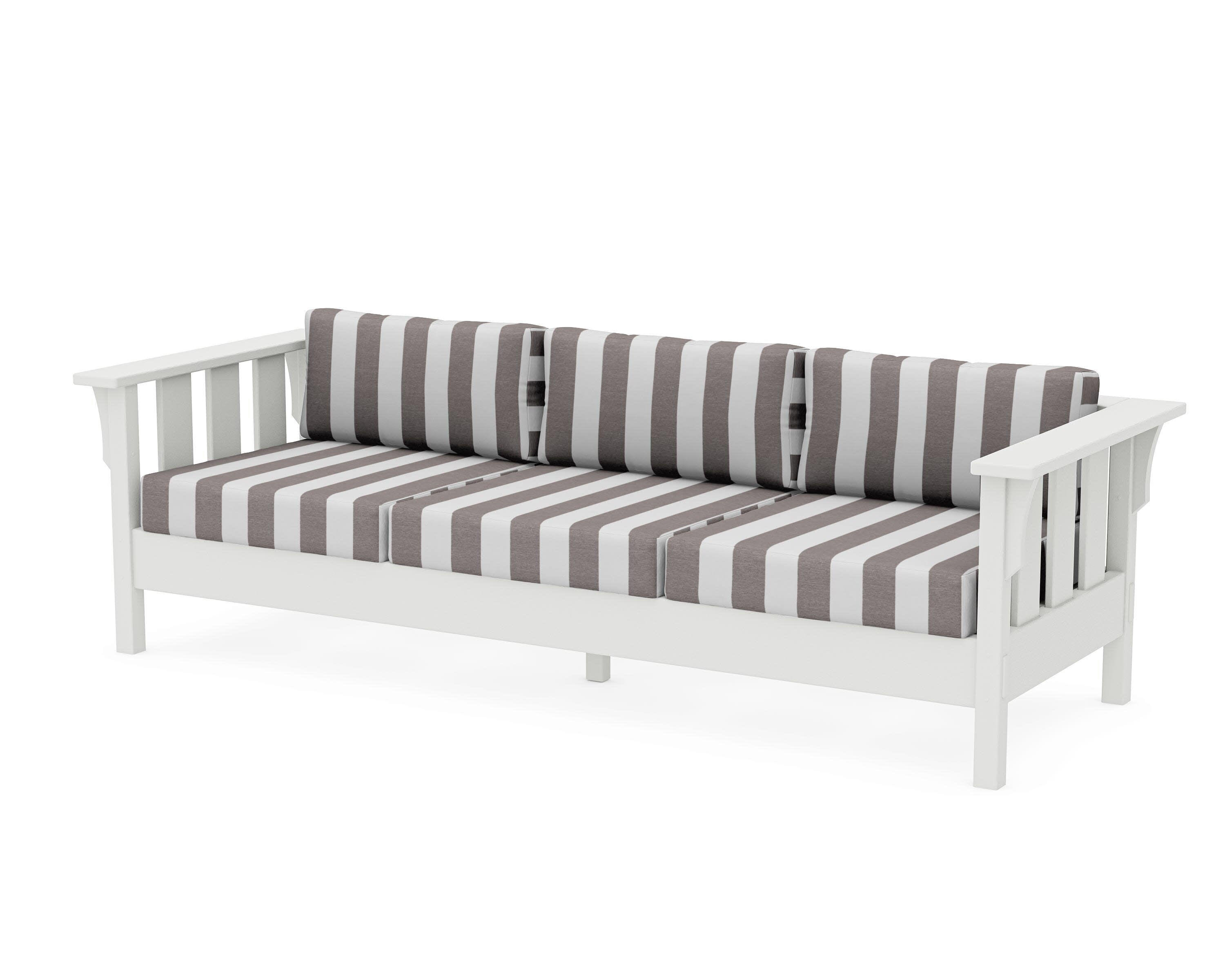 Acadia Deep Seating Sofa in Vintage White / Cabana Stripe Grey Mist