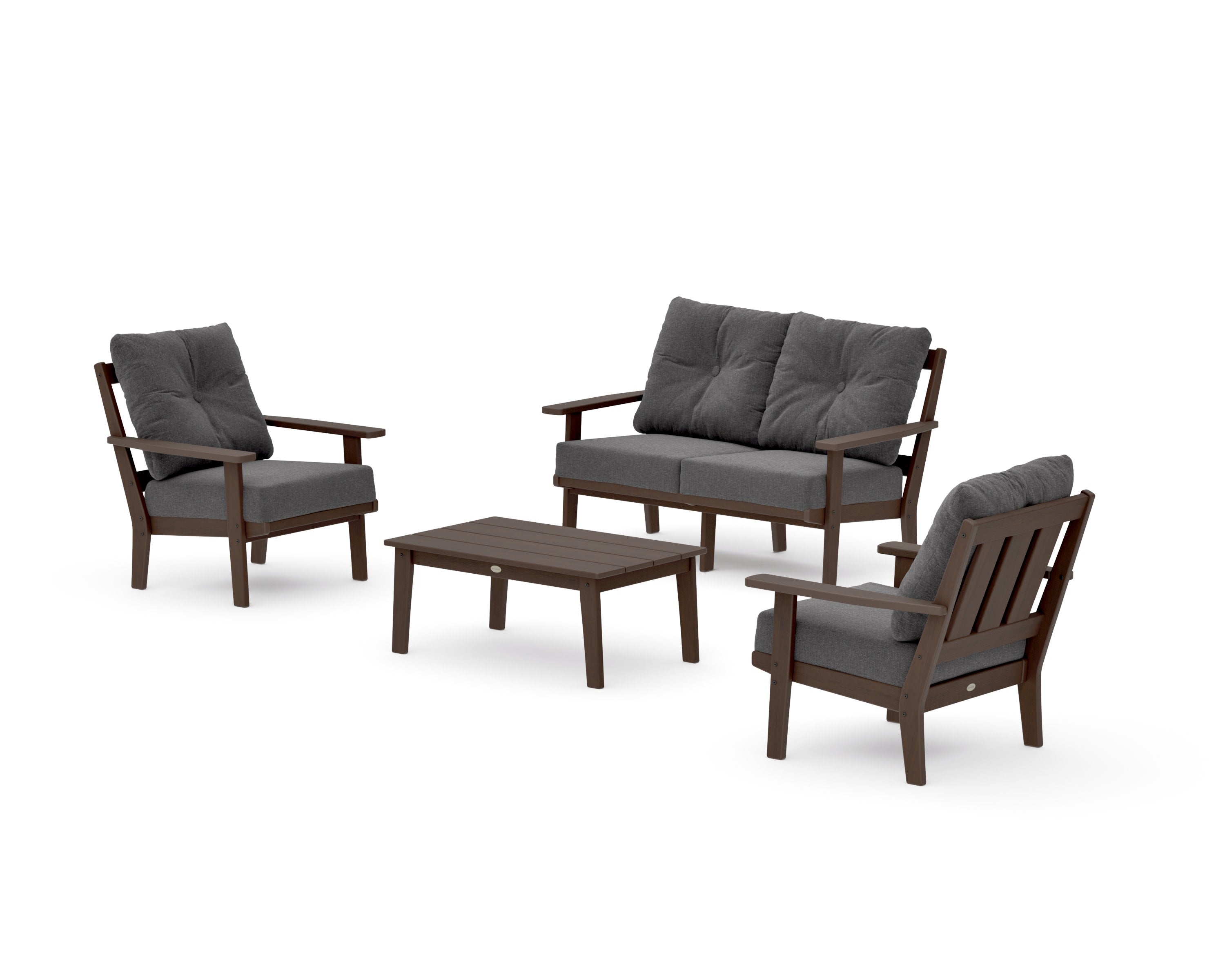 Oxford 4-Piece Deep Seating Set with Loveseat in Kona / Ash Charcoal