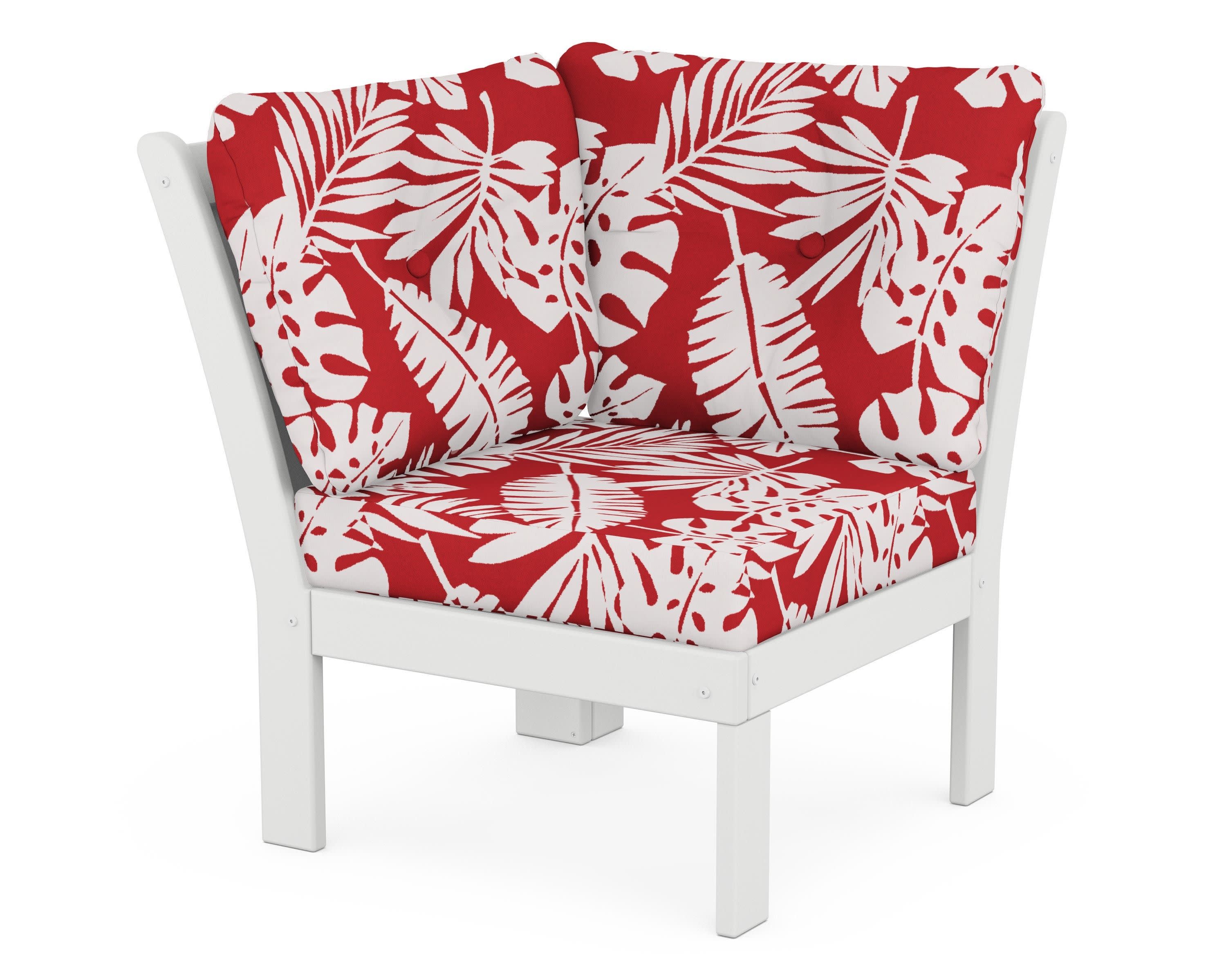 Vineyard Modular Corner Chair in White / Leaf Crimson