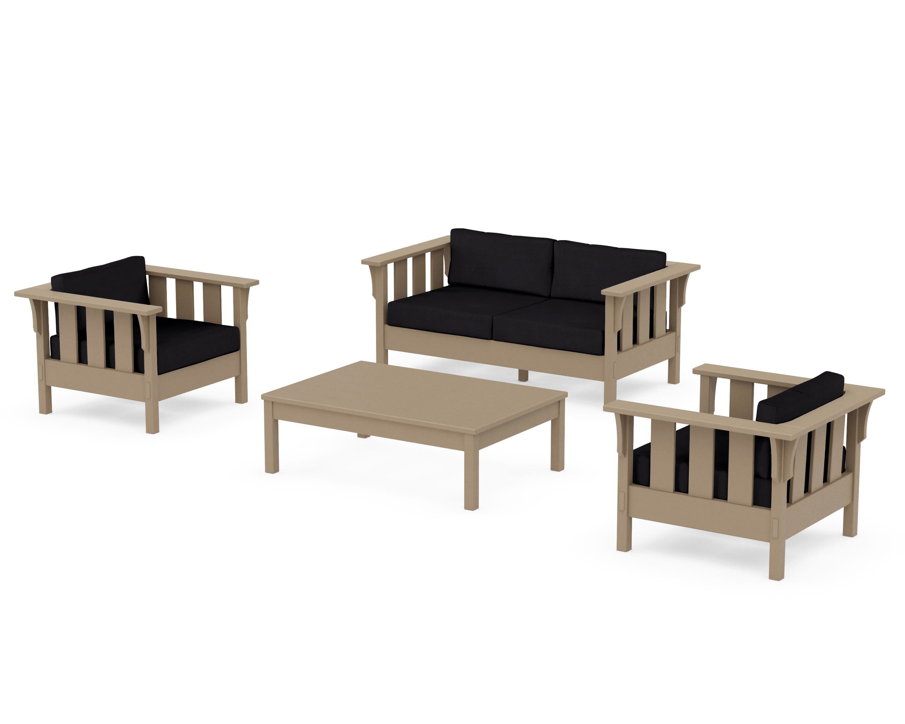 Acadia 4-Piece Deep Seating Set with Loveseat in Vintage Sahara / Midnight Linen