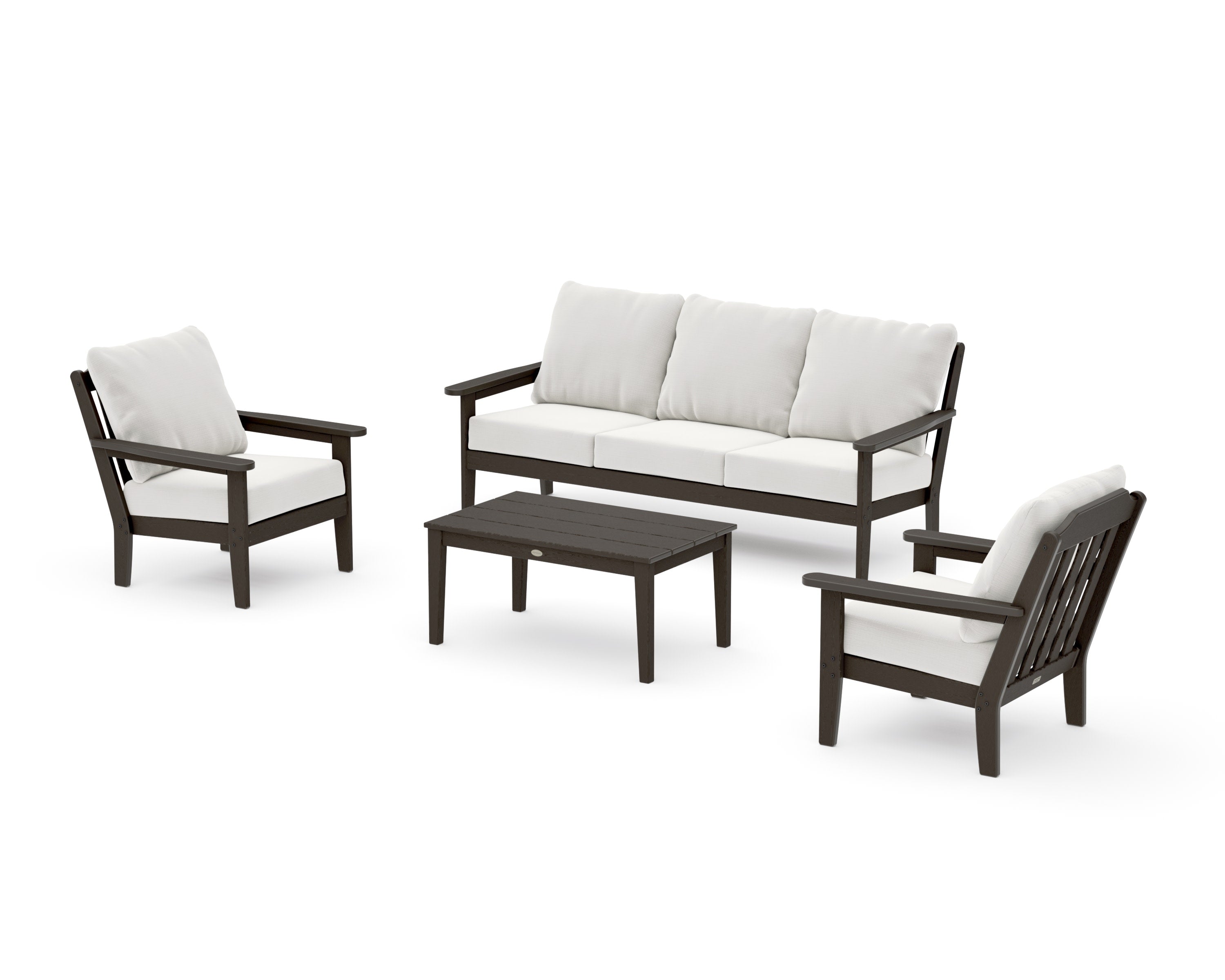 Cottage 4-Piece Deep Seating Set with Sofa in Vintage Coffee / Natural Linen