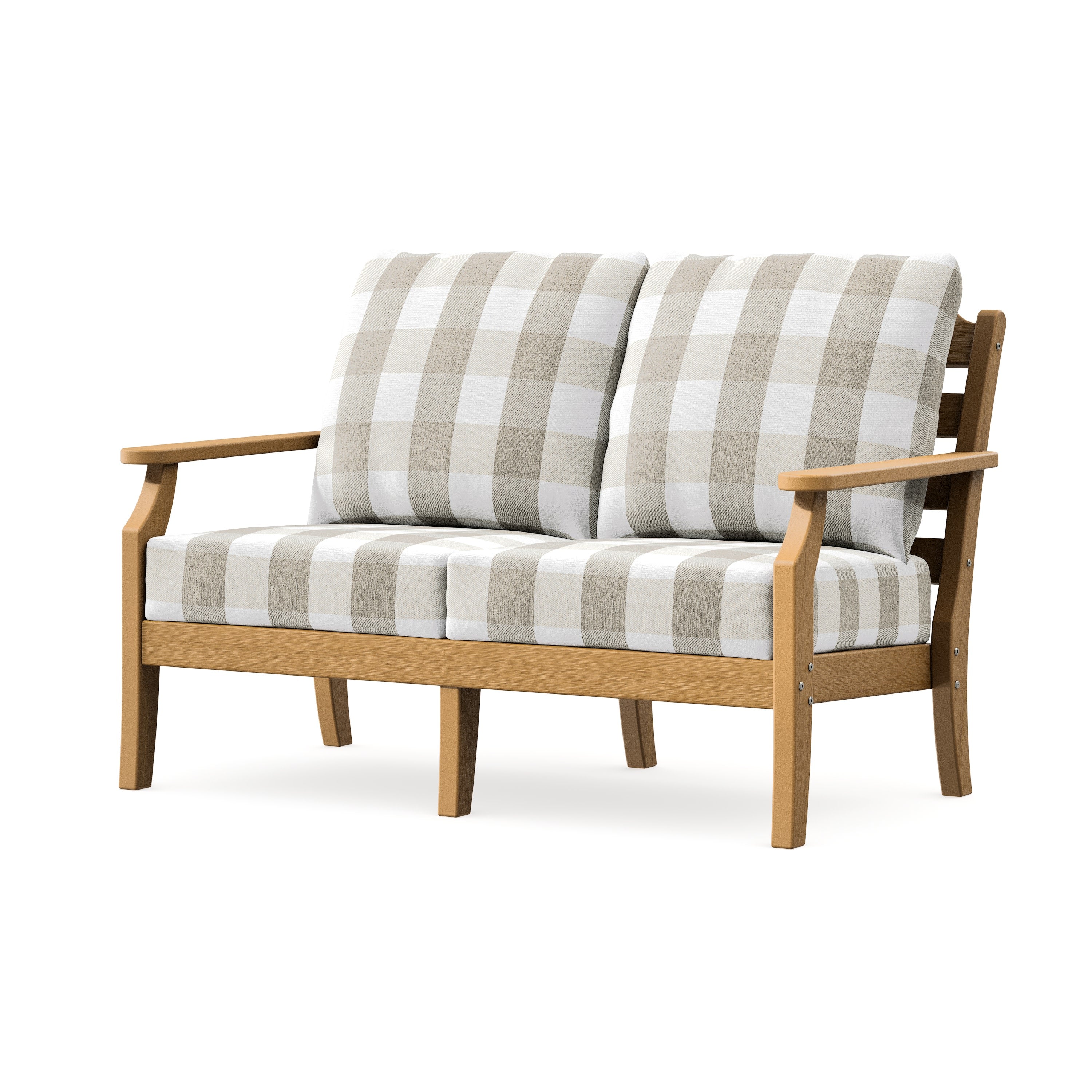 Savannah Deep Seating Loveseat in Natural / Buffalo Plaid Dune Burlap
